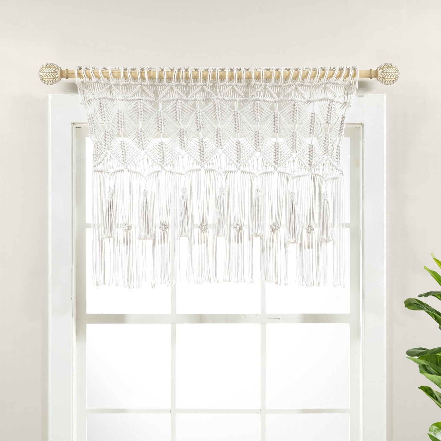 Lush Decor 21T011630 30-Inches White Cotton Rod pocket Valance
