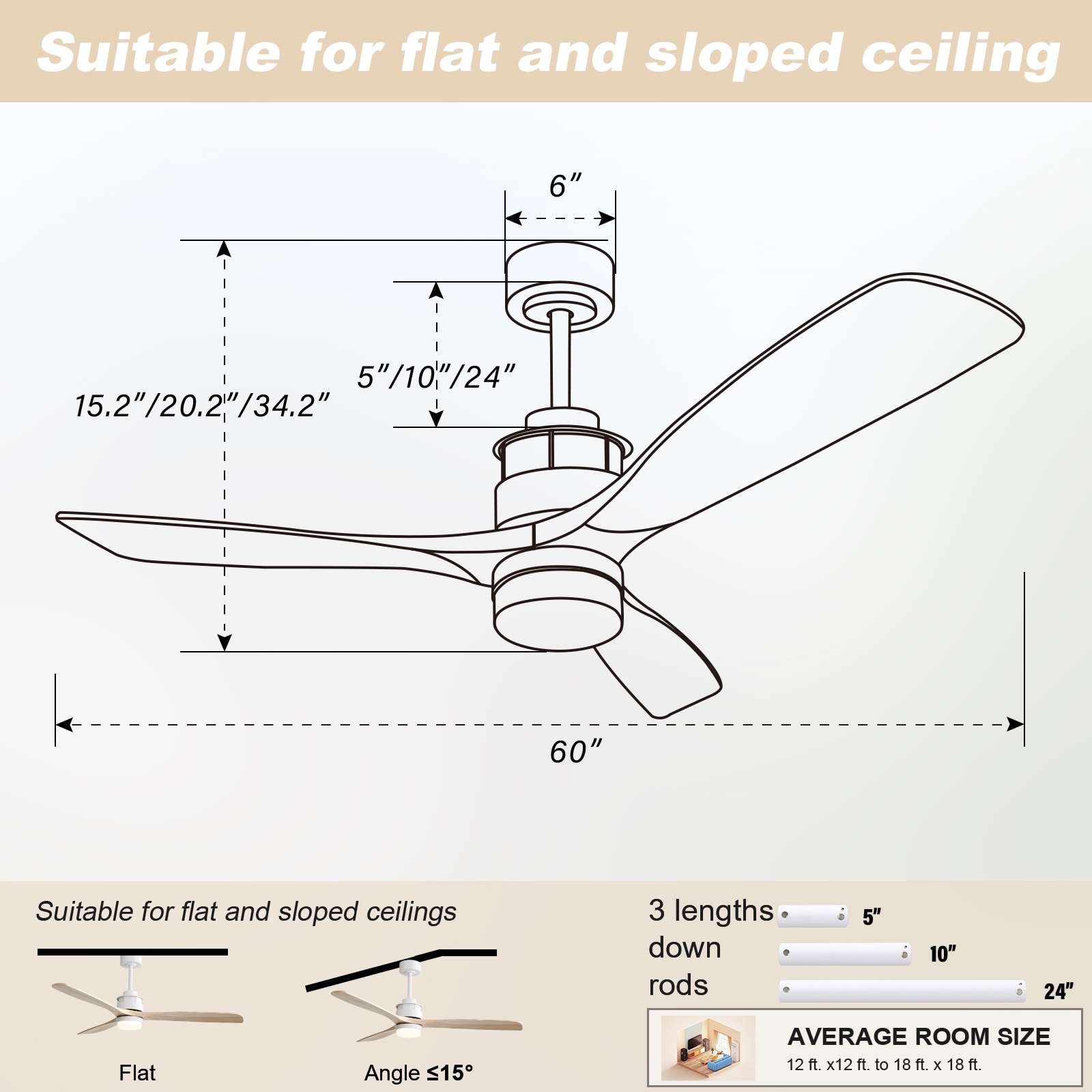 Sofucor LS-6005-WH-YM-60-W Ceiling-Fans - View #6