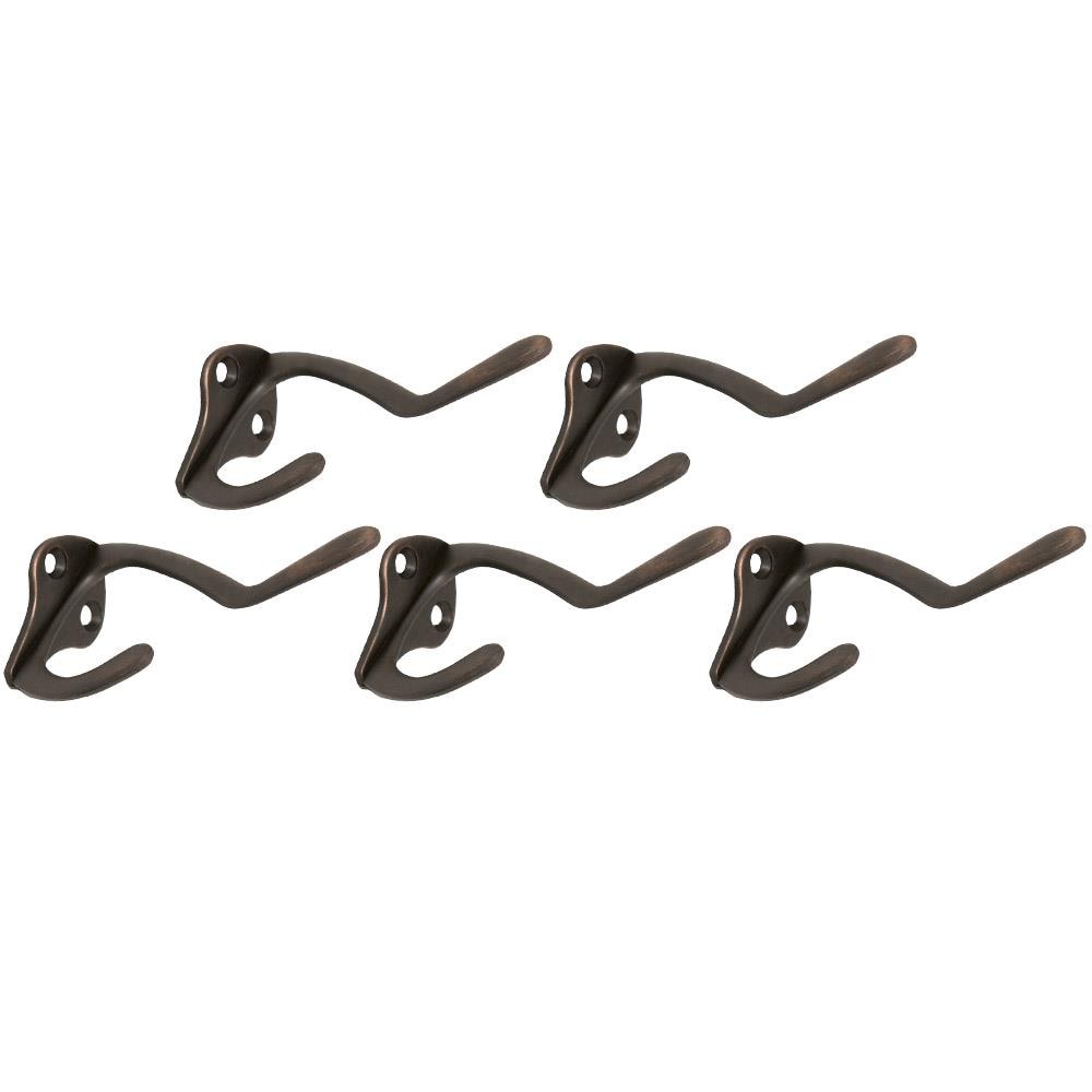 Design House 181966 Double Hat and Coat Hook Oil Rubbed Bronze 5-Pack