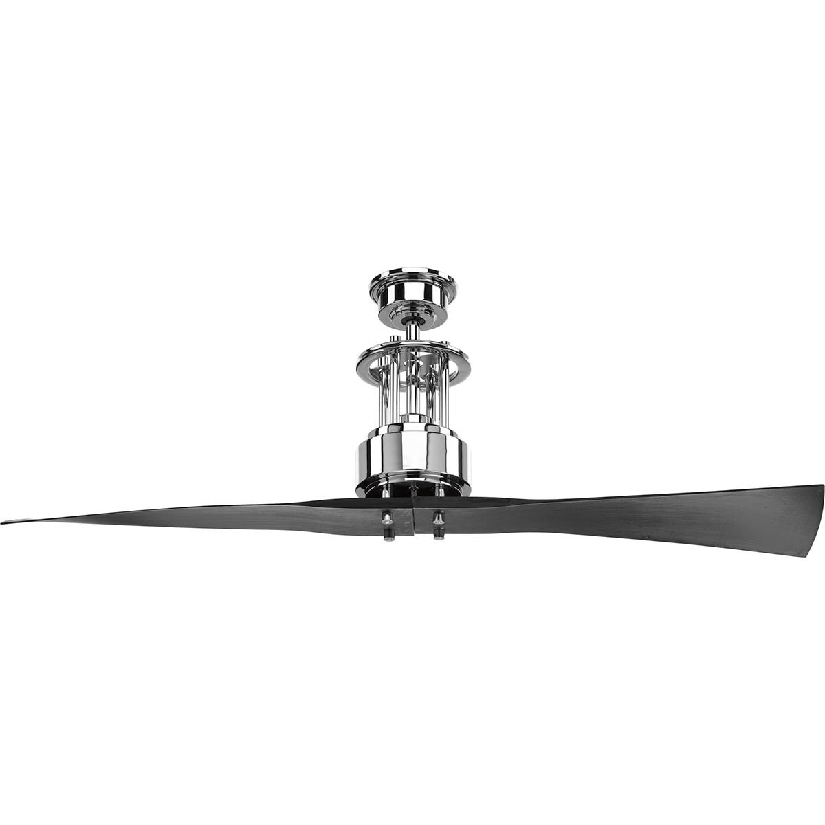 Progress Lighting P2570-15 Spades 56-in Polished Chrome with Black Blades Propeller Ceiling Fan Without Light - Remote Included ( 2 -Blade )