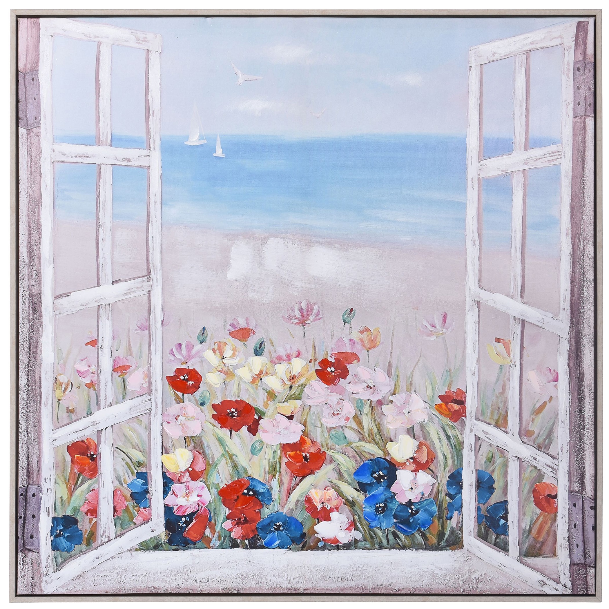 StyleCraft Home Collection WI33987DS Framed 39-in H x 39-in W Coastal Canvas Print