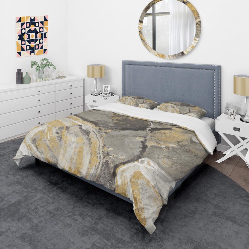 Designart BED30423-Q 3 -Piece Gold Queen Duvet cover Set