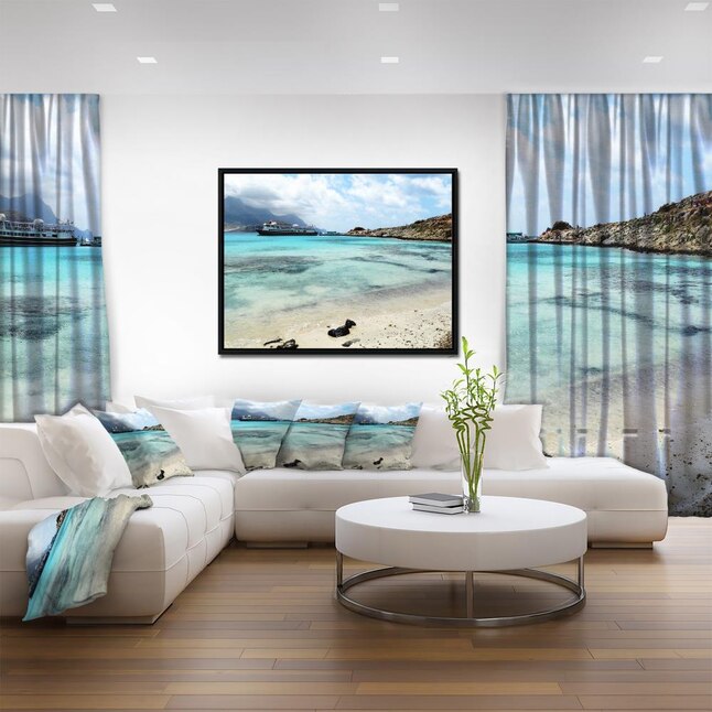 Designart Blue Crete Island in Greece- Seascape Framed Canvas Art Print ...