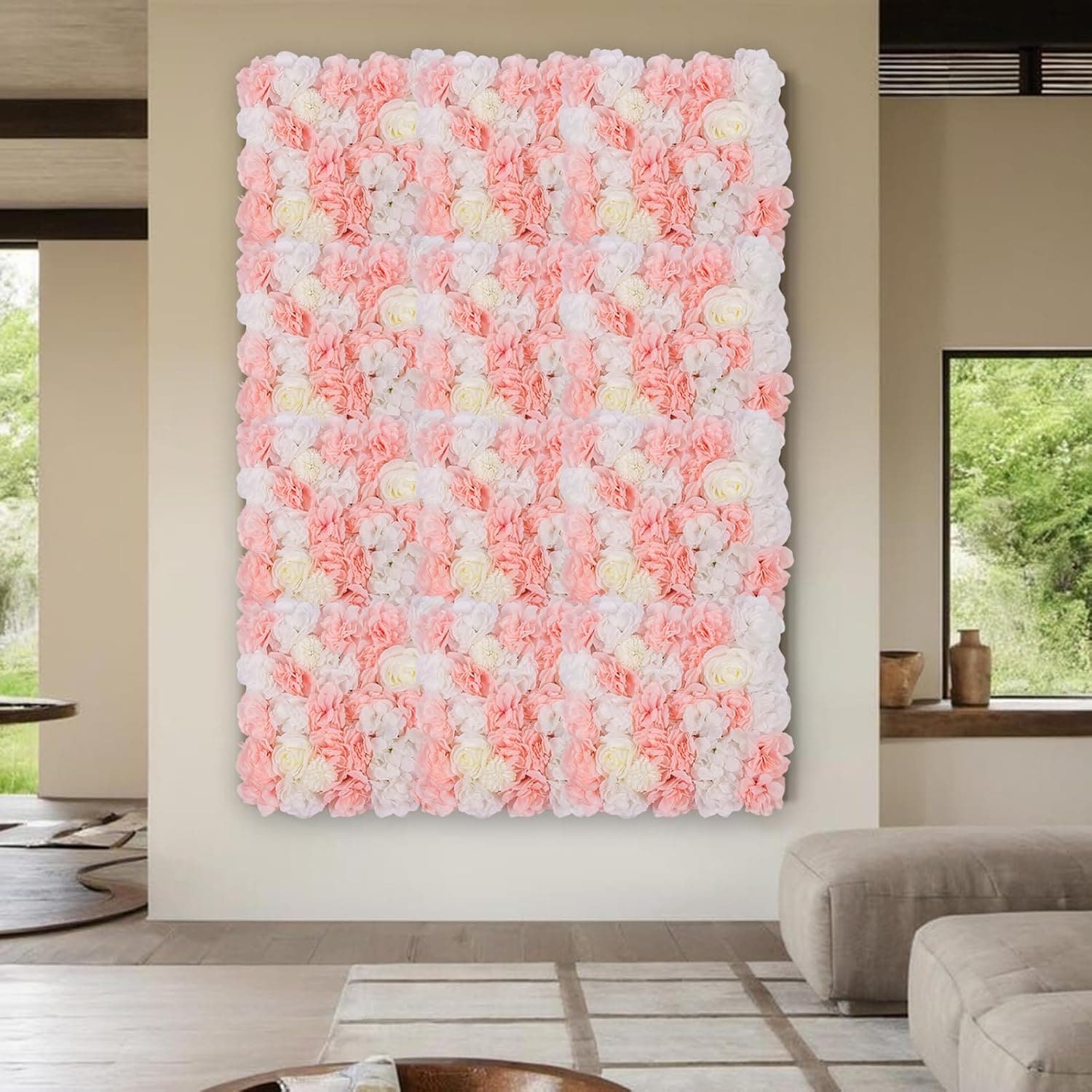 IdealHouse 12Pack Flower Wall Panels15x15 Inches Synthetic Rose Silk Flowers Panel ideal for BackdropFlower Panels ideal for Wedding PhotographyParty Event Decorationations