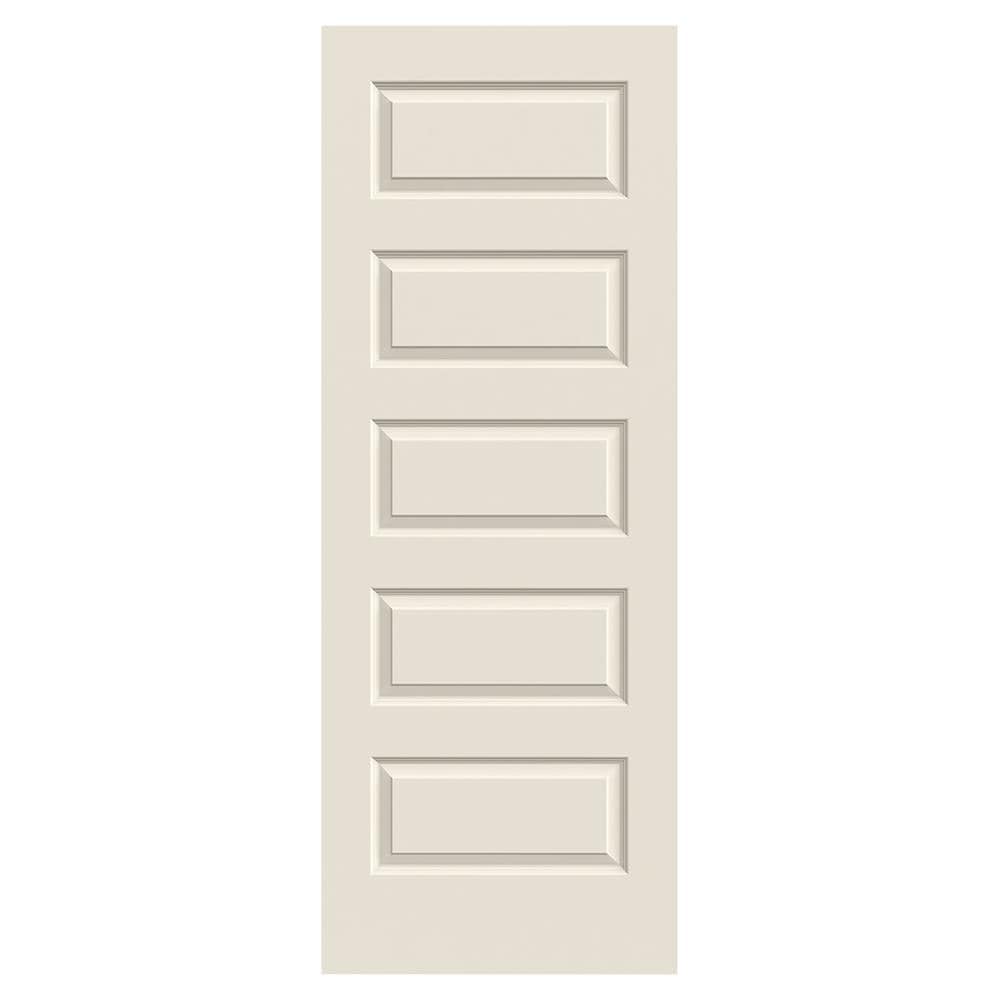 Rockport 30-in x 80-in 5-panel Equal Smooth Solid Core Primed Molded Composite Slab Door in White | - JELD-WEN LOWOLJW137400690