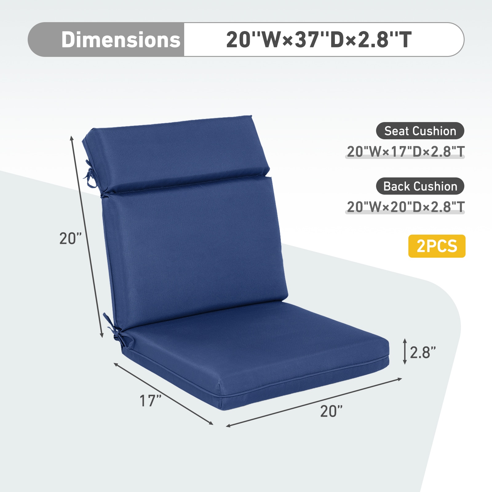 Aoodor A287-PNENE Patio-Furniture-Cushions - View #2