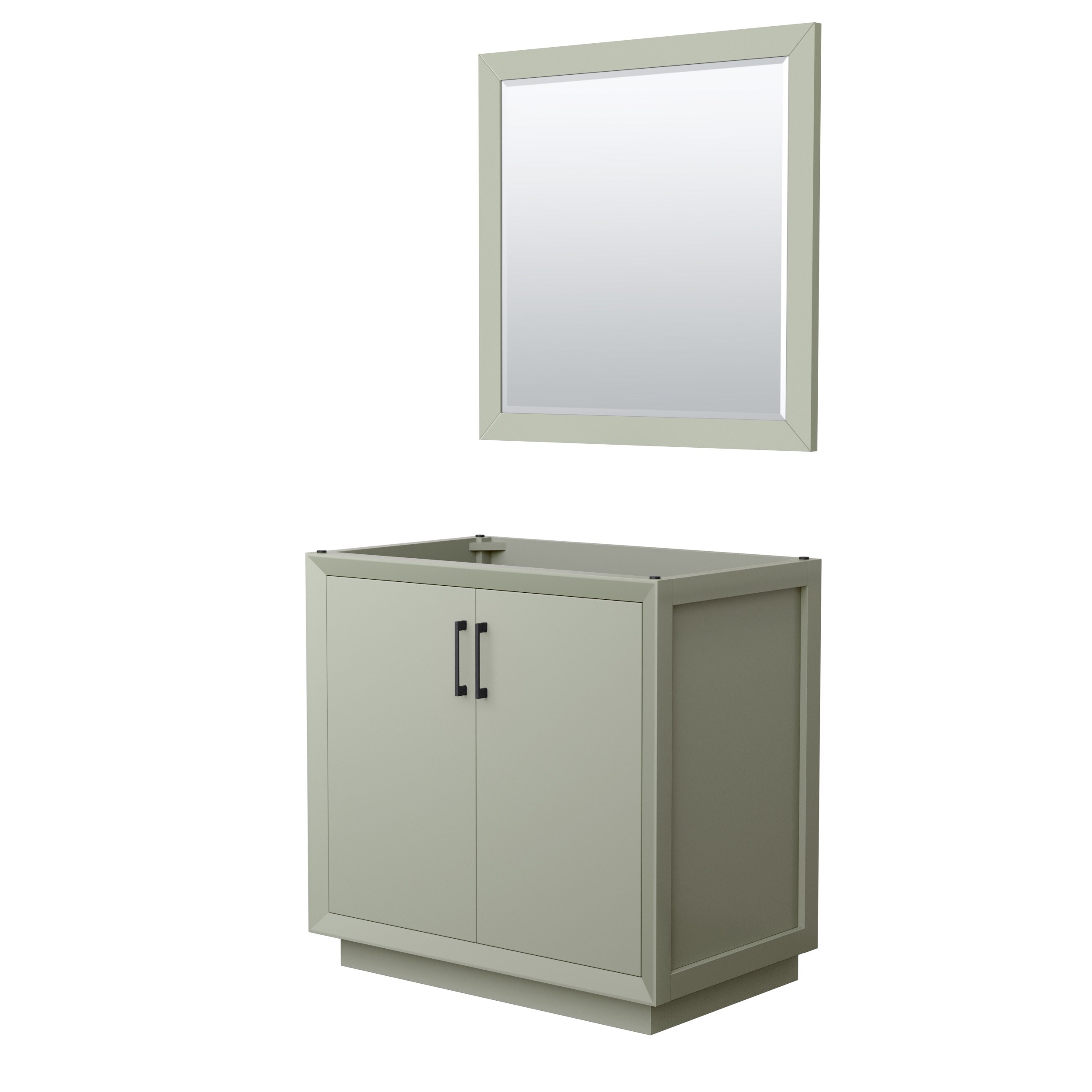 Wyndham Collection WCF414136SLBCXSXXM34 Strada 36-in Light Green with Matte Black Trim Bathroom Vanity Base Cabinet without Top (Mirror Included)