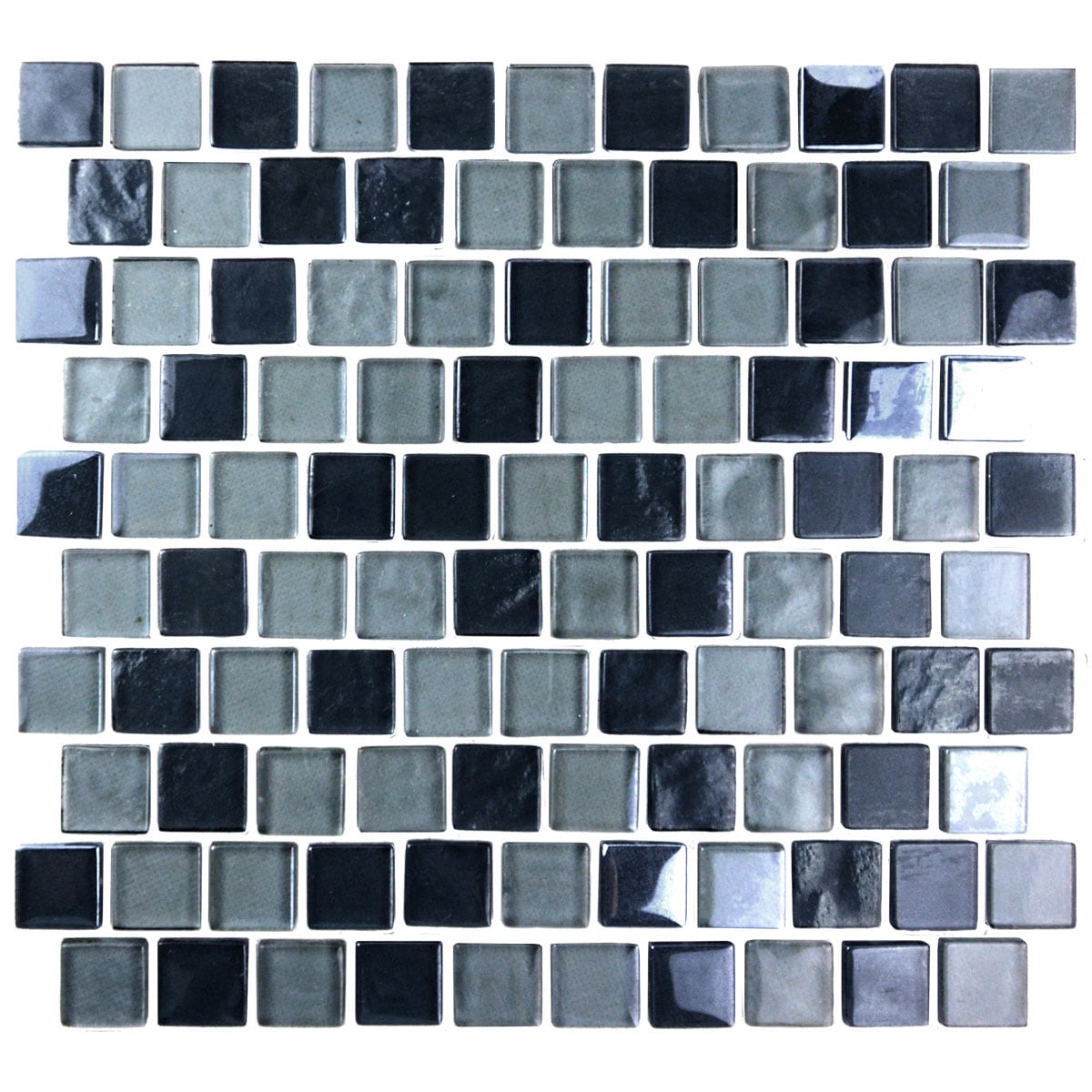Abolos LWSLAN0101-GO Landscape Black Gray 12-in x 12-in Glossy Glass Patterned Mosaic Floor and Wall Tile ( 11.76-sq ft Carton )