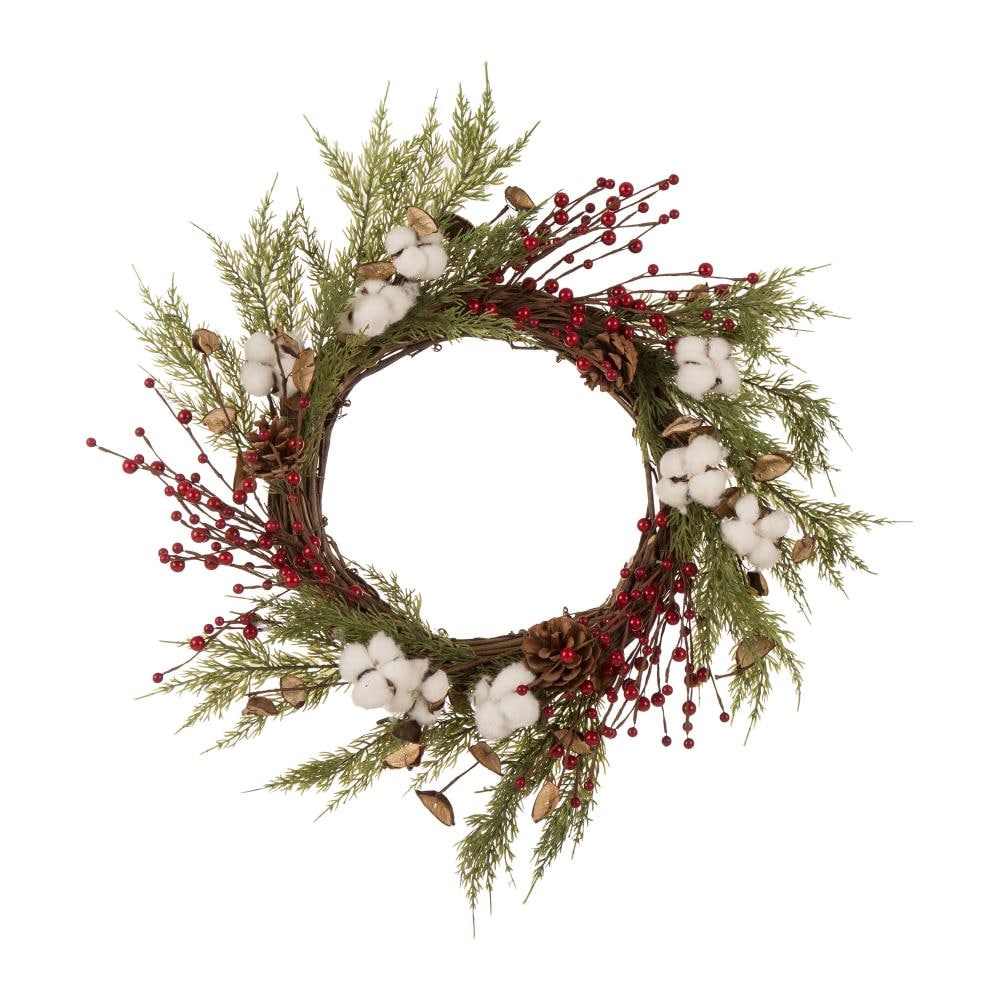 Glitzhome 1117202605 22-in Indoor Multi Color Vine Artificial Christmas Wreath
