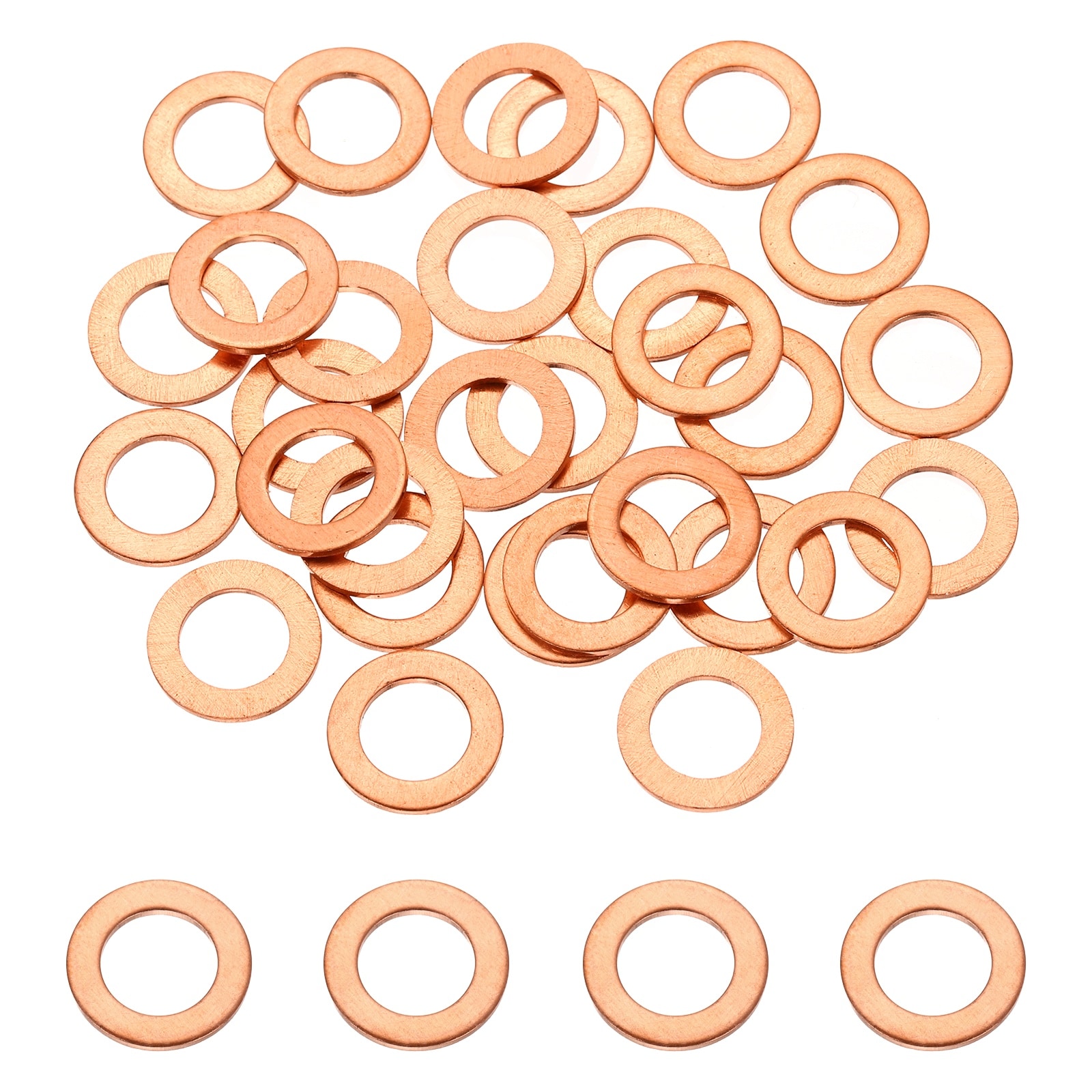 Unique Bargains 32pcs M8 Copper Washer Sealing Ring 8mm ID 13mm OD 1mm Thickness Metric Sealing Gasket Flat Crush Washer for Automotive Plumbing Mechanical Oil Drain Plug