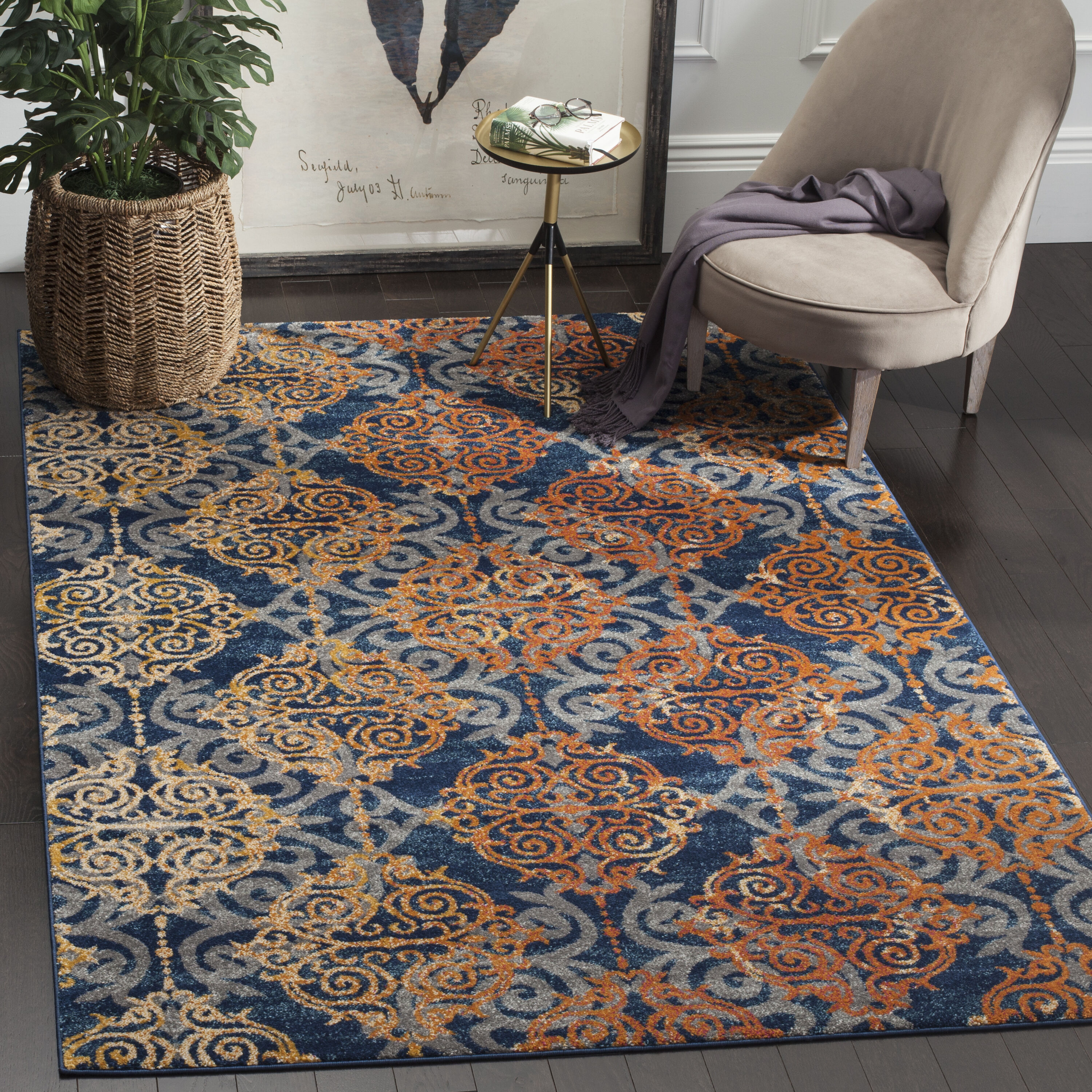 Safavieh - Evoke 230S Blue Orange 4 x 6 Rectangular Area rug