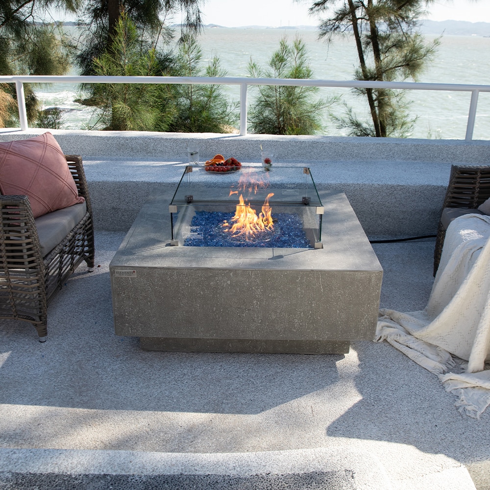 Victoria Light Grey Square Concrete Gas Fire Pit Table
