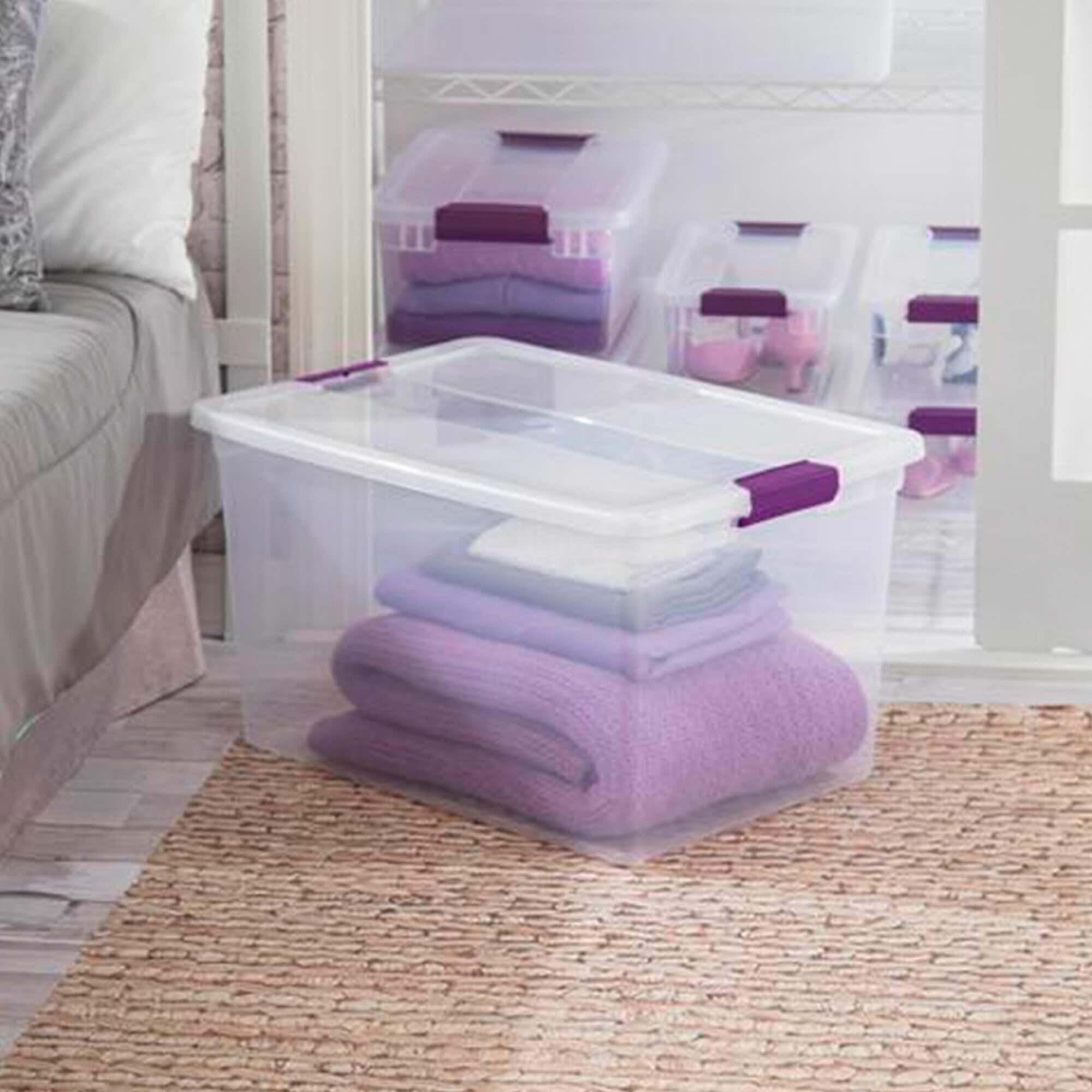 Sterilite ClearView 66 Quart Plastic Stacking Storage Tote w