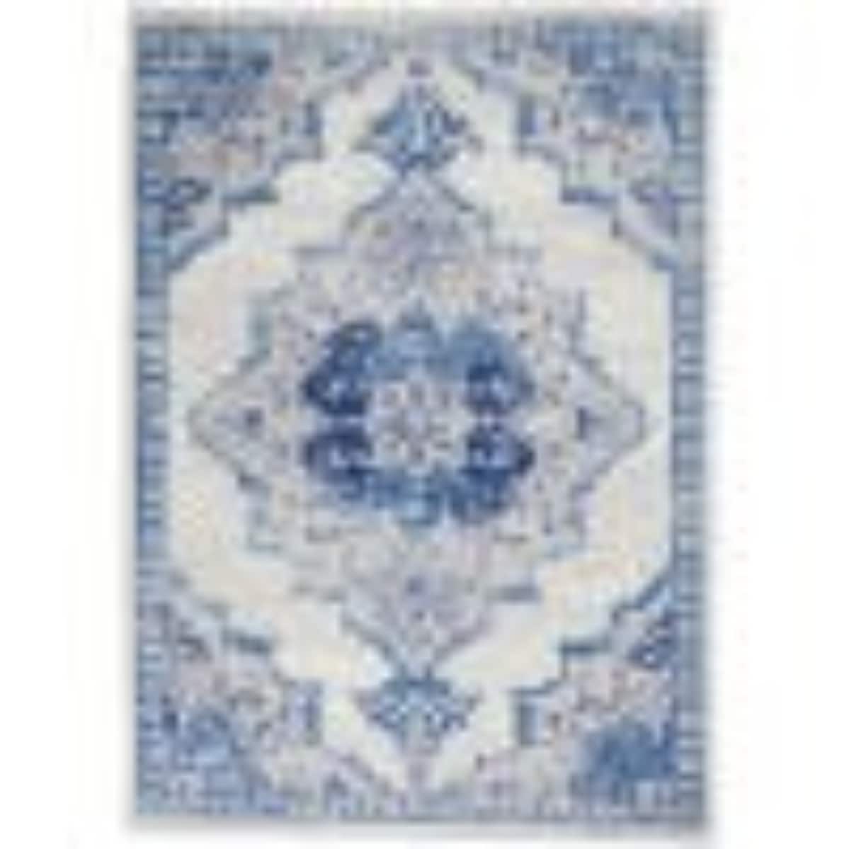 HomeRoots 4000385887 5 x 7 (ft) Polypropylene Ivory Blue Rectangular Indoor Floral Area rug