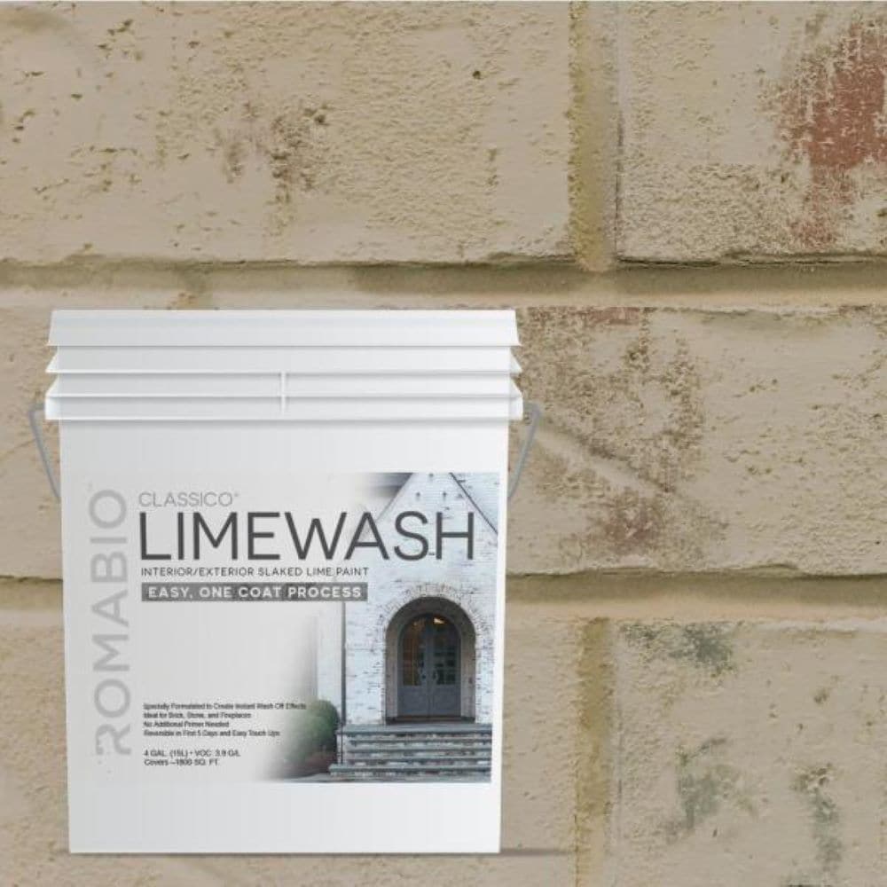 ROMABIO CLW-TOSCAN-WB-15L Masonry Stucco Brick Flat Classico Limewash Toscana Beige Lime Interior/Exterior ( 15-liter )