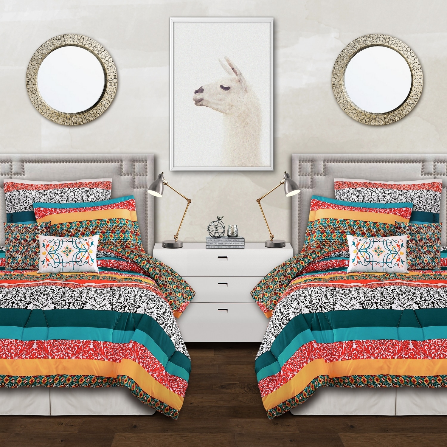 Lush Decor 16T002993 Turquoise Stripe Reversible Twin extra long Comforter