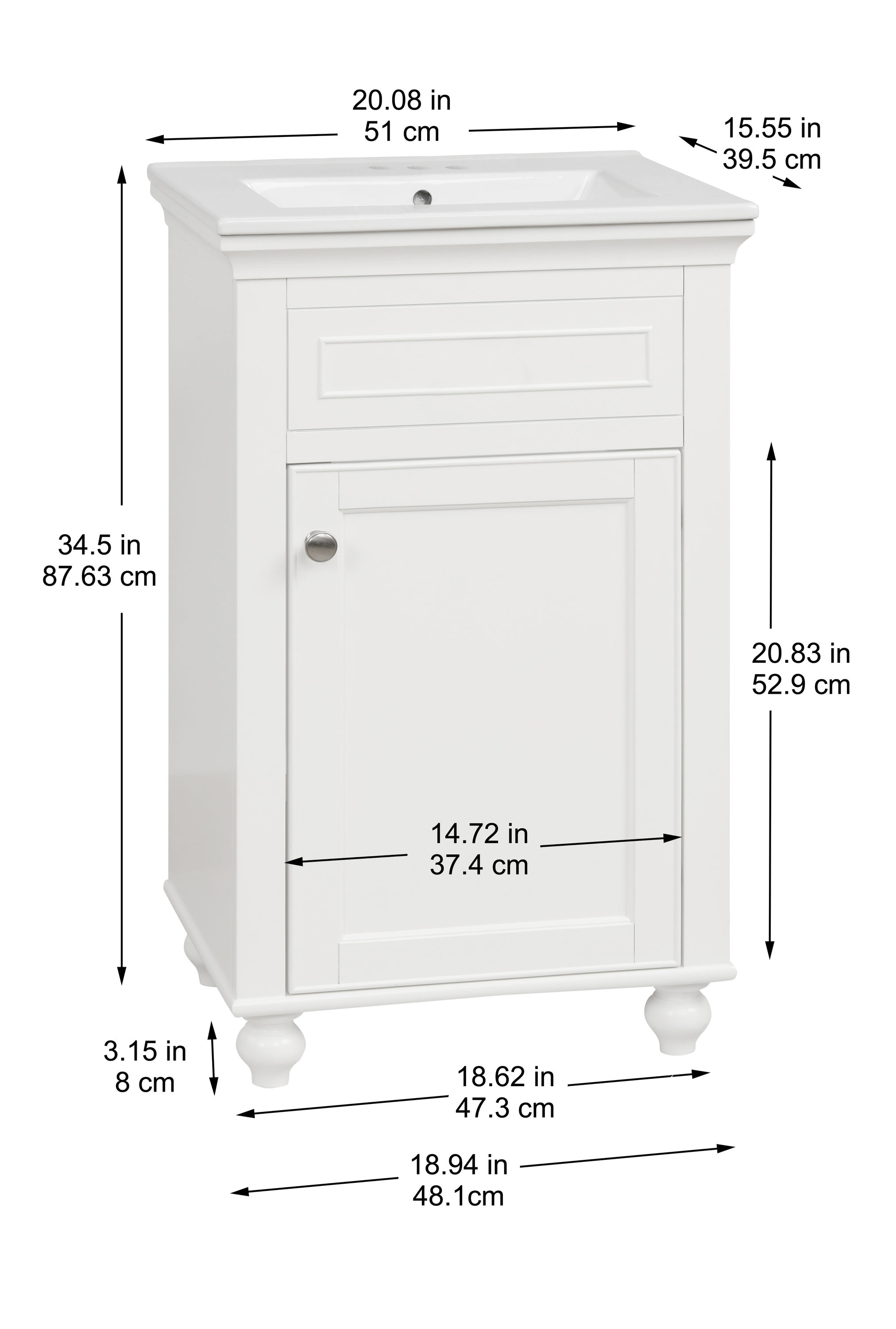 Style Selections Bartlett 20-in White Single Sink Bathroom Vanity with ...