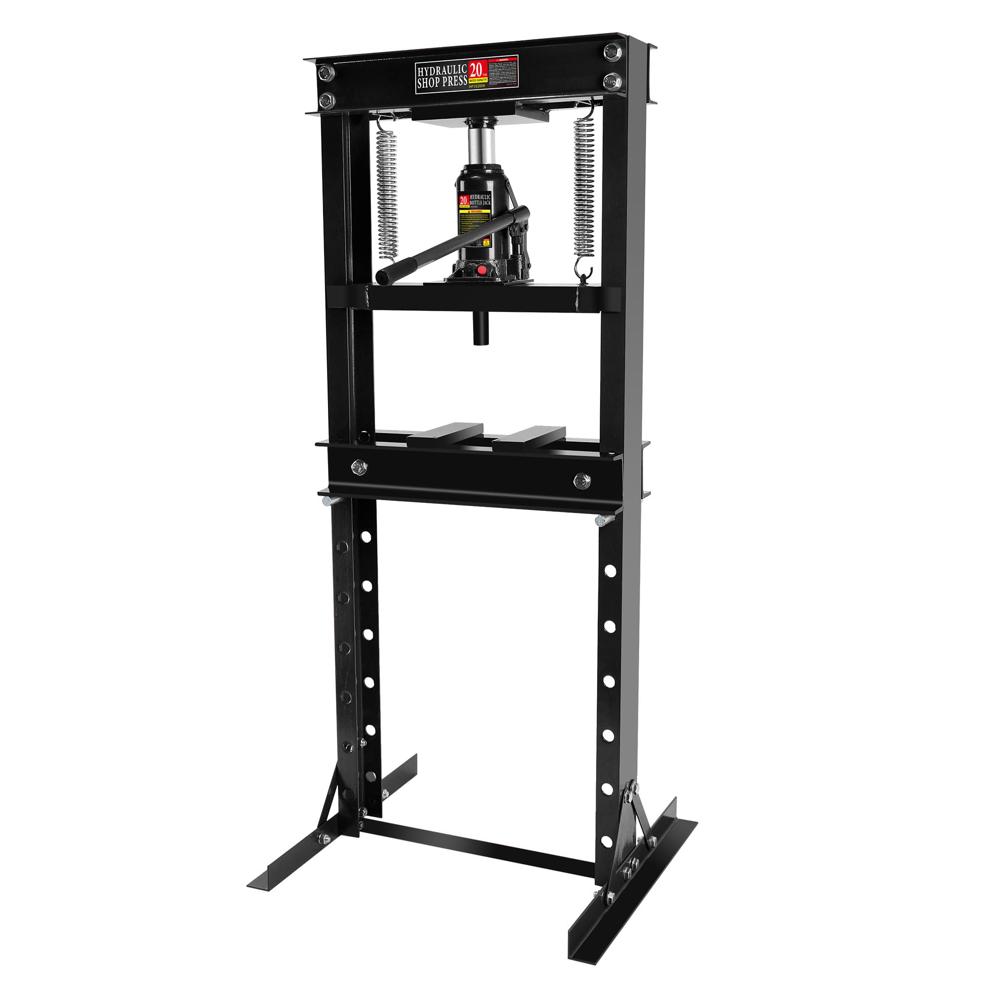 IdealHouse 20 Ton Hydraulic Shop Press Heavy Duty H Frame Garage Floor Press with Adjustable Worktable and Stamping Plates For Metal Bending Straightening Bearing and U Joint Installation Black