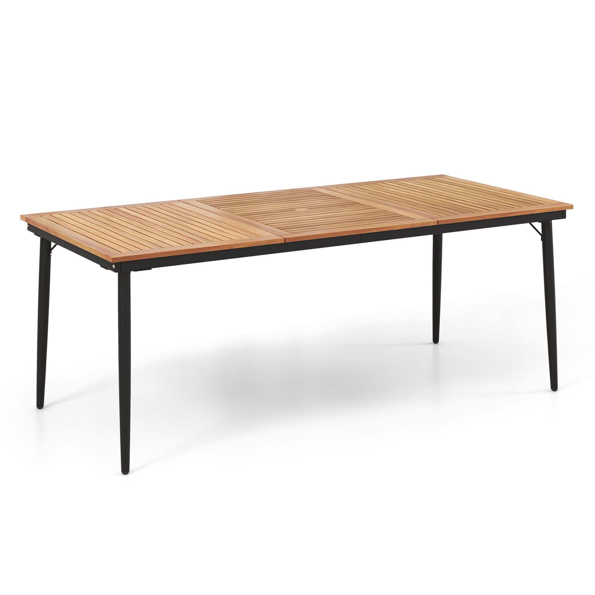 Costway HCST00747 Rectangle Dining Table 35.5-in W x 79-in L with Umbrella Hole
