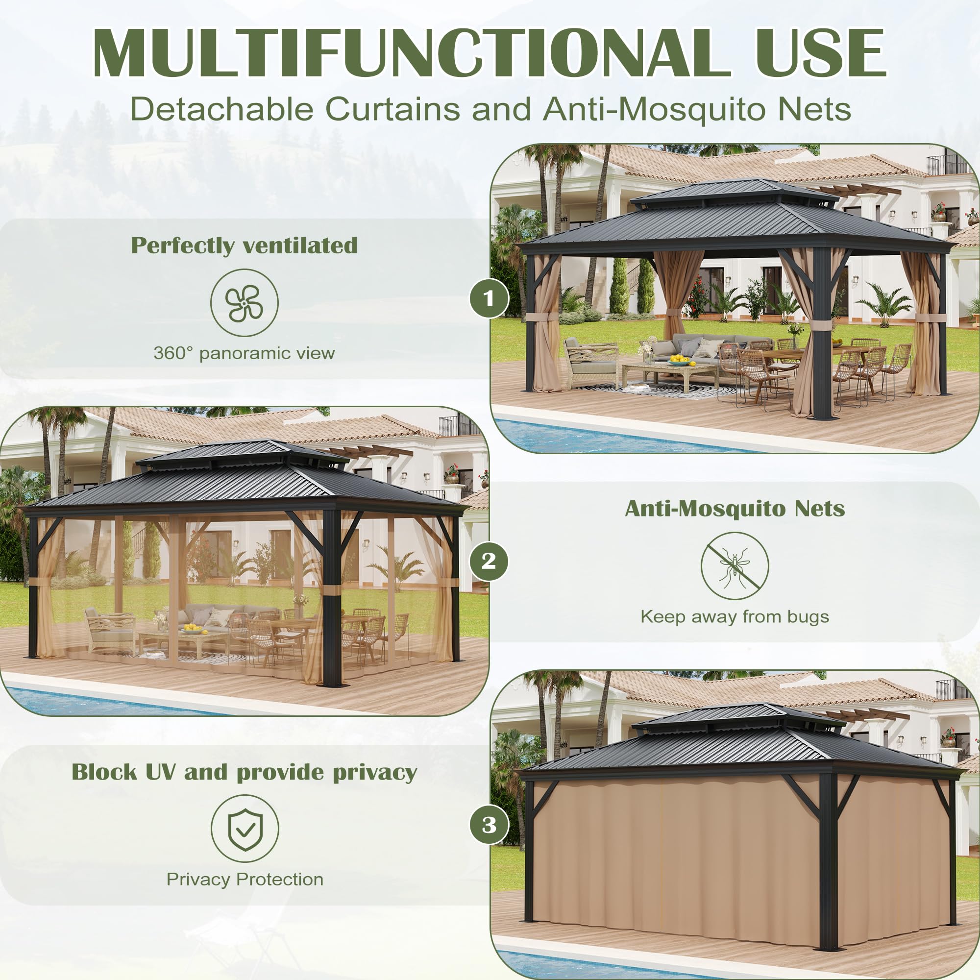 AURA OUTDOOR OAGB-1218 Wood-Resin-Gazebos - View #5