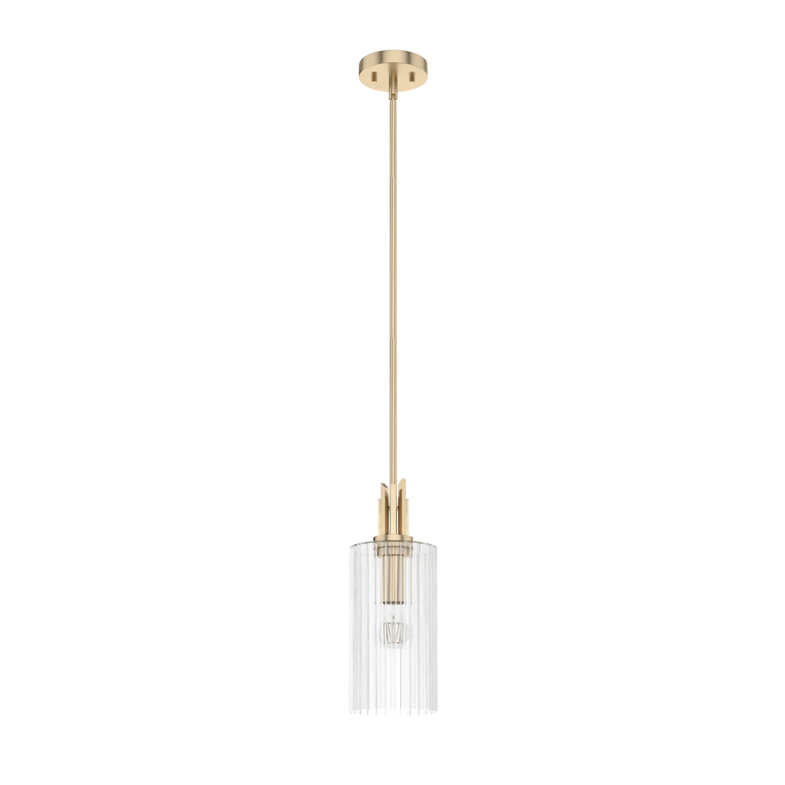 Hunter 19791 Gatz 1 -Light Alturas Gold Modern/contemporary Ribbed glass Cone Medium Hanging Kitchen island light
