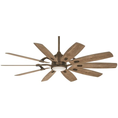 Minka Aire Barn 65 In Barnwood Led Indoor Smart Ceiling Fan With Light Remote 10 Blade The Fans Department At Com - Indoor Ceiling Barn Lights