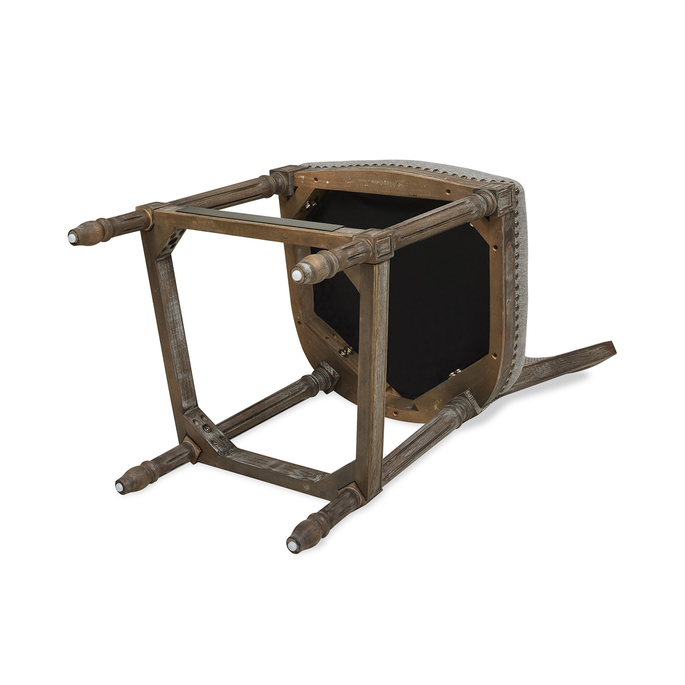 Triomphe Dark Heathered Grey Linen and Oak Wood Counter Stool