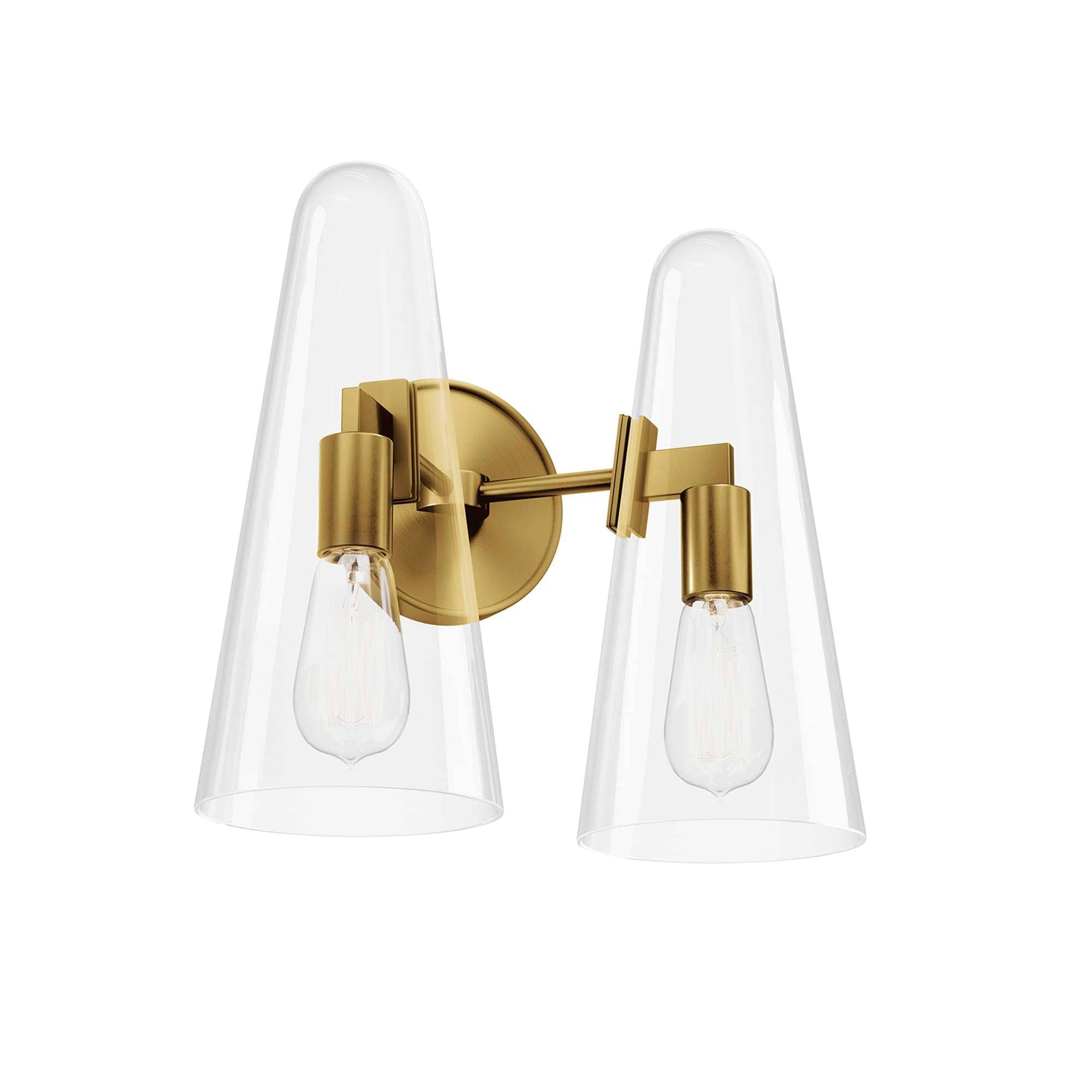 Modway  Beacon 2-Light Wall Sconce in Clear Satin Brass