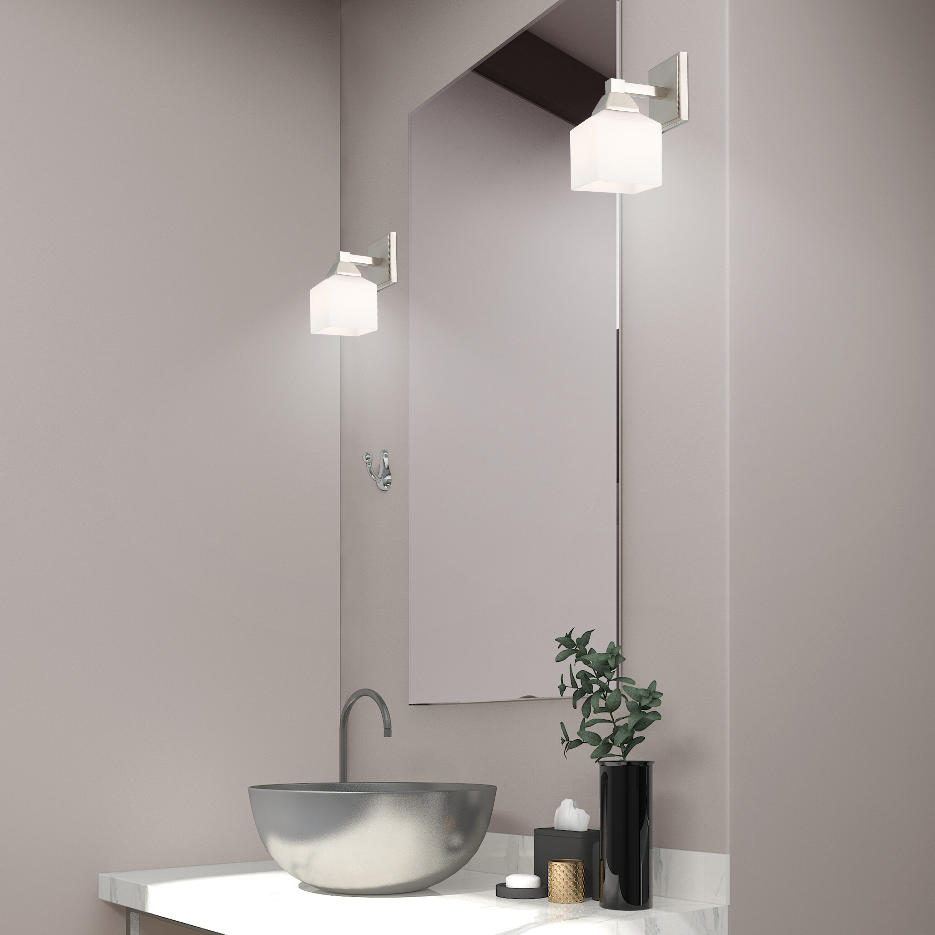 Aragon Satin Opal White Glass 1-Light Sconce in Brushed Nickel