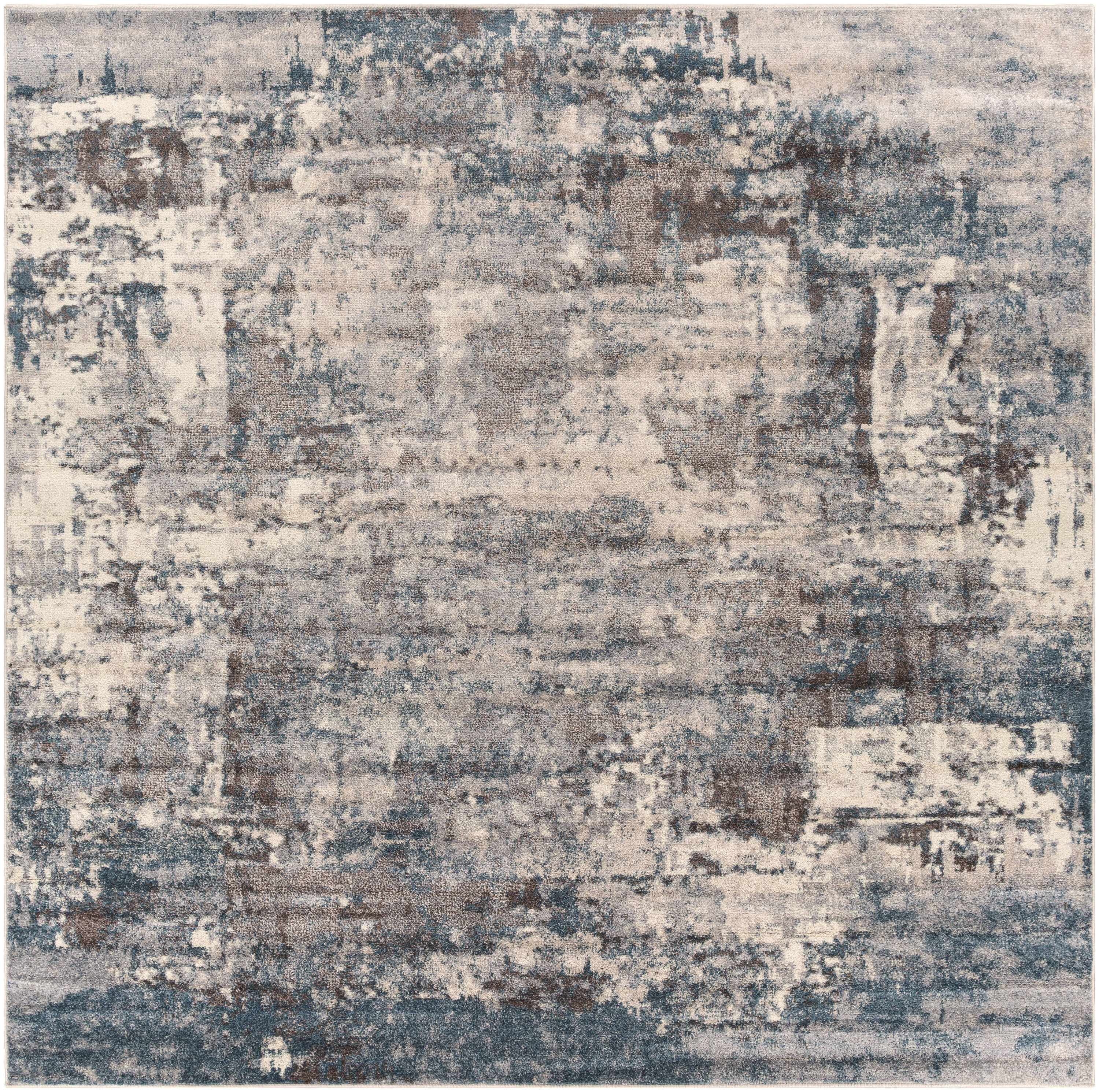Livabliss AKR2307-710SQ Ankara 8 x 8 (ft) Polypropylene Teal Square Indoor Abstract Mid-Century Modern Area rug