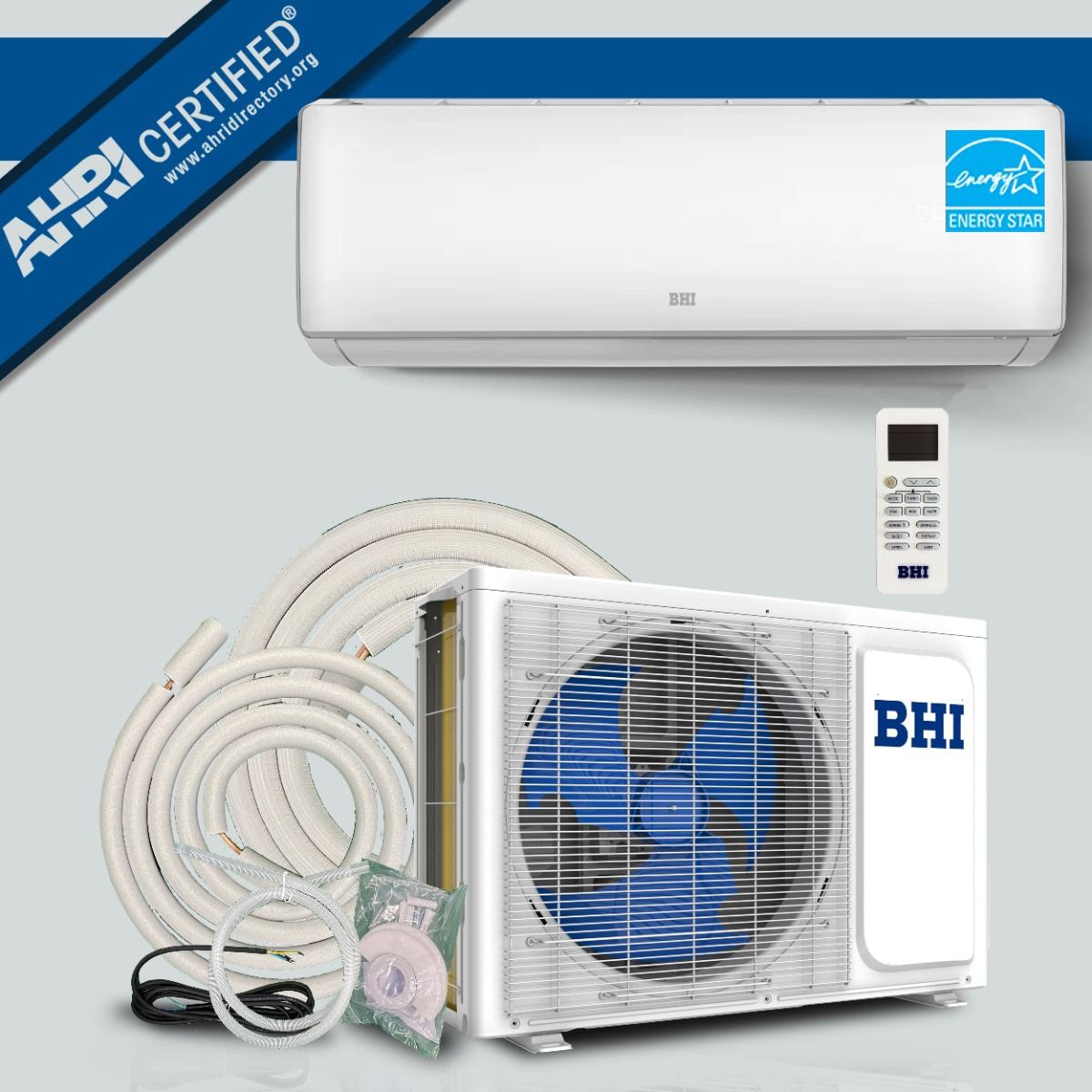 BHI BHI-12K115V-ES-US-A Energy Star Single Zone 12000-BTU 22.0 SEER Ductless Mini Split Air Conditioner Heat Pump Included with 16-2/5-ft Line Set 115-Volt