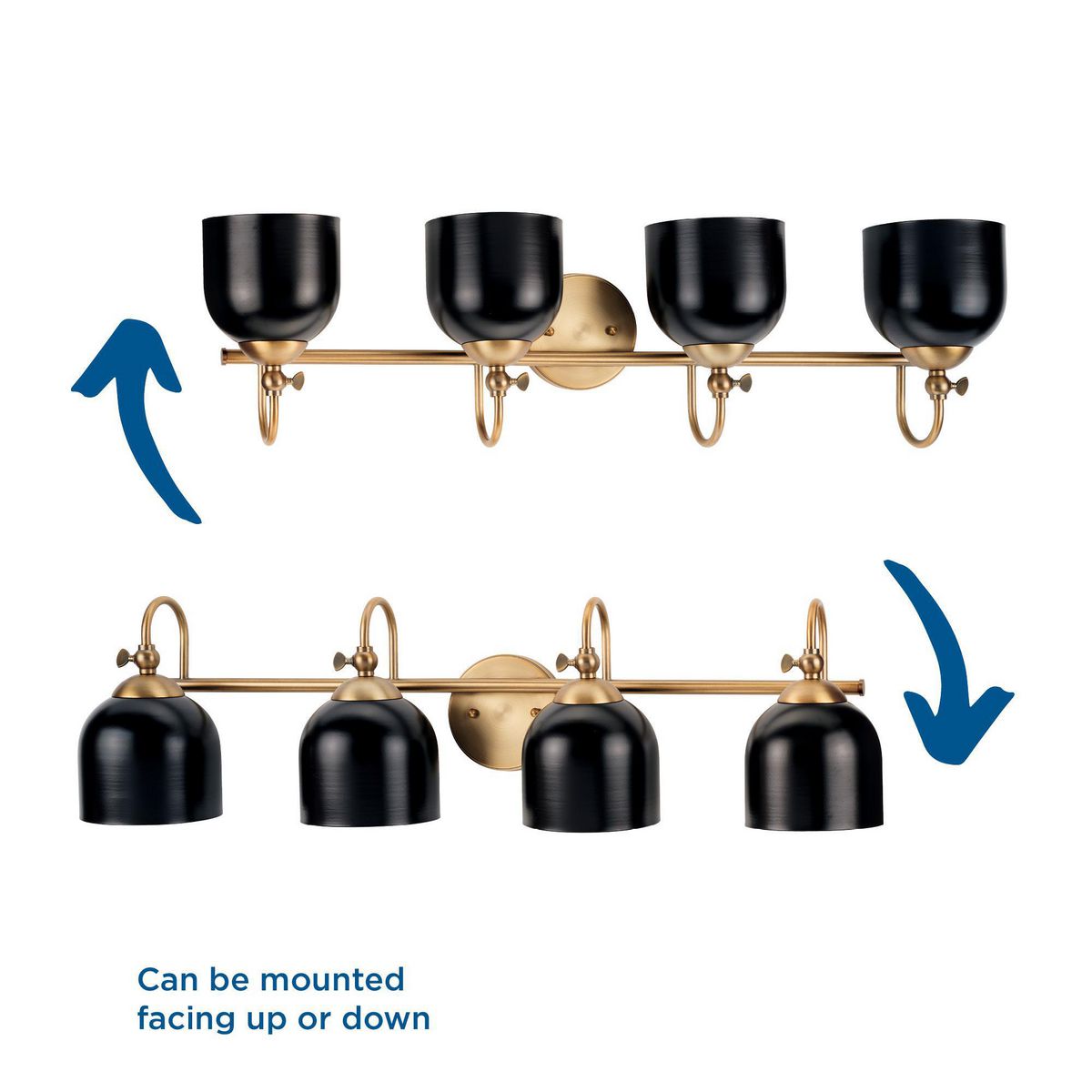 Dalton 33'' Black and Brass 4-Light Dimmable Vanity Fixture