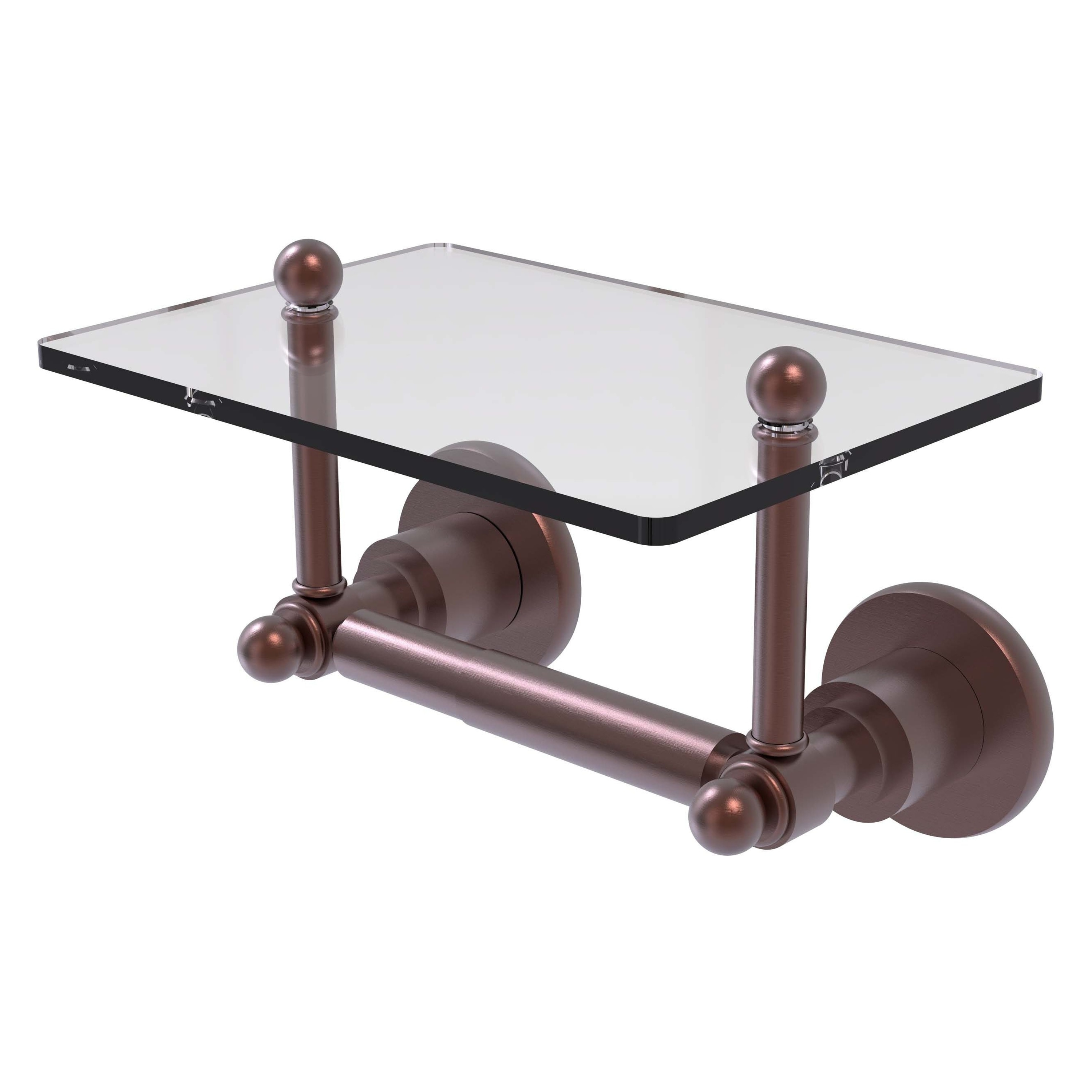Allied Brass AP-GLT-24-CA Astor Place Antique Copper Wall mount Double post Toilet Paper Holder 1 -Rolls with Storage