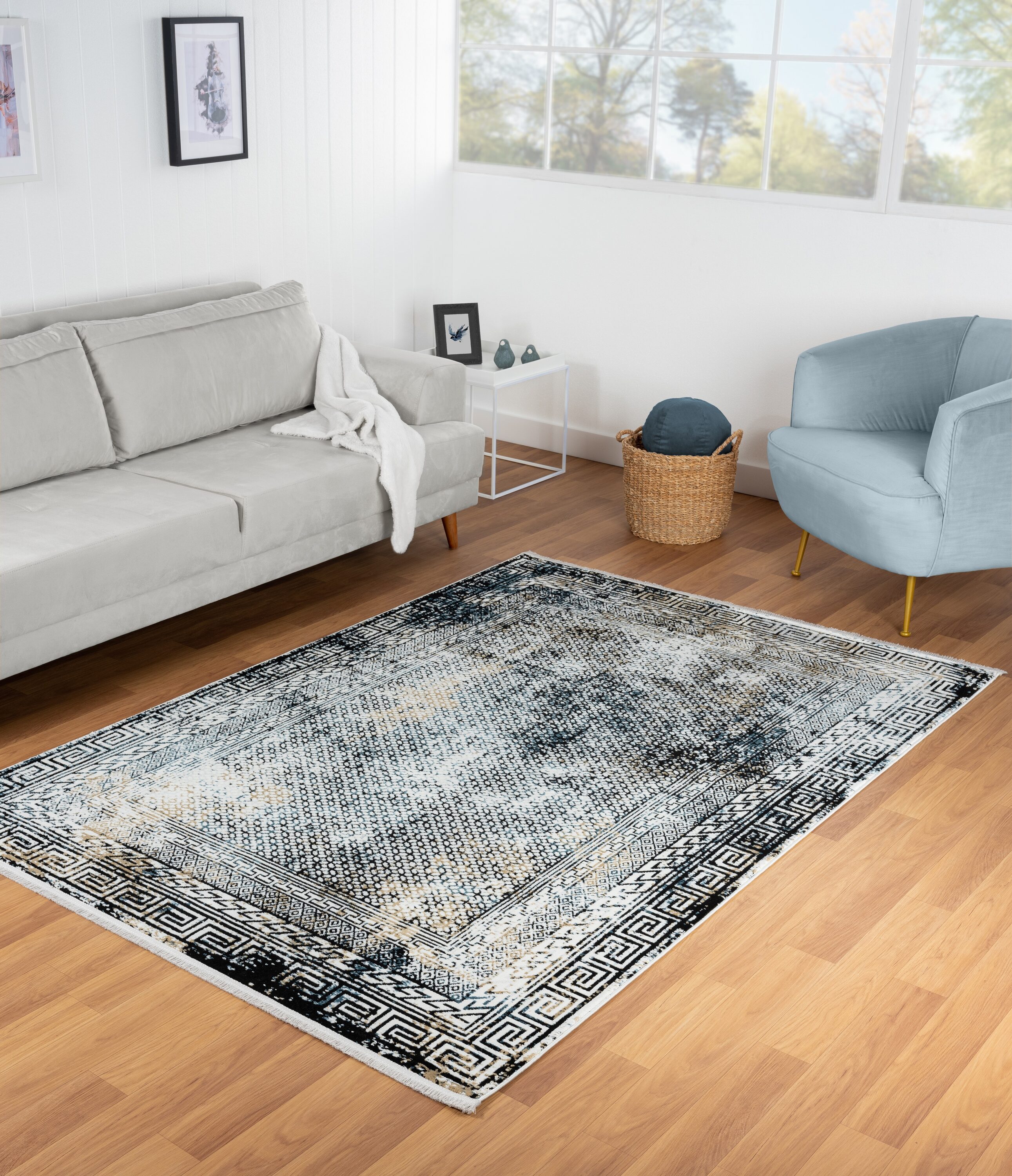 MDA Rugs XA1058 Xanthos 5 x 8 (ft) Polyester Gray Rectangular Indoor Abstract Area rug