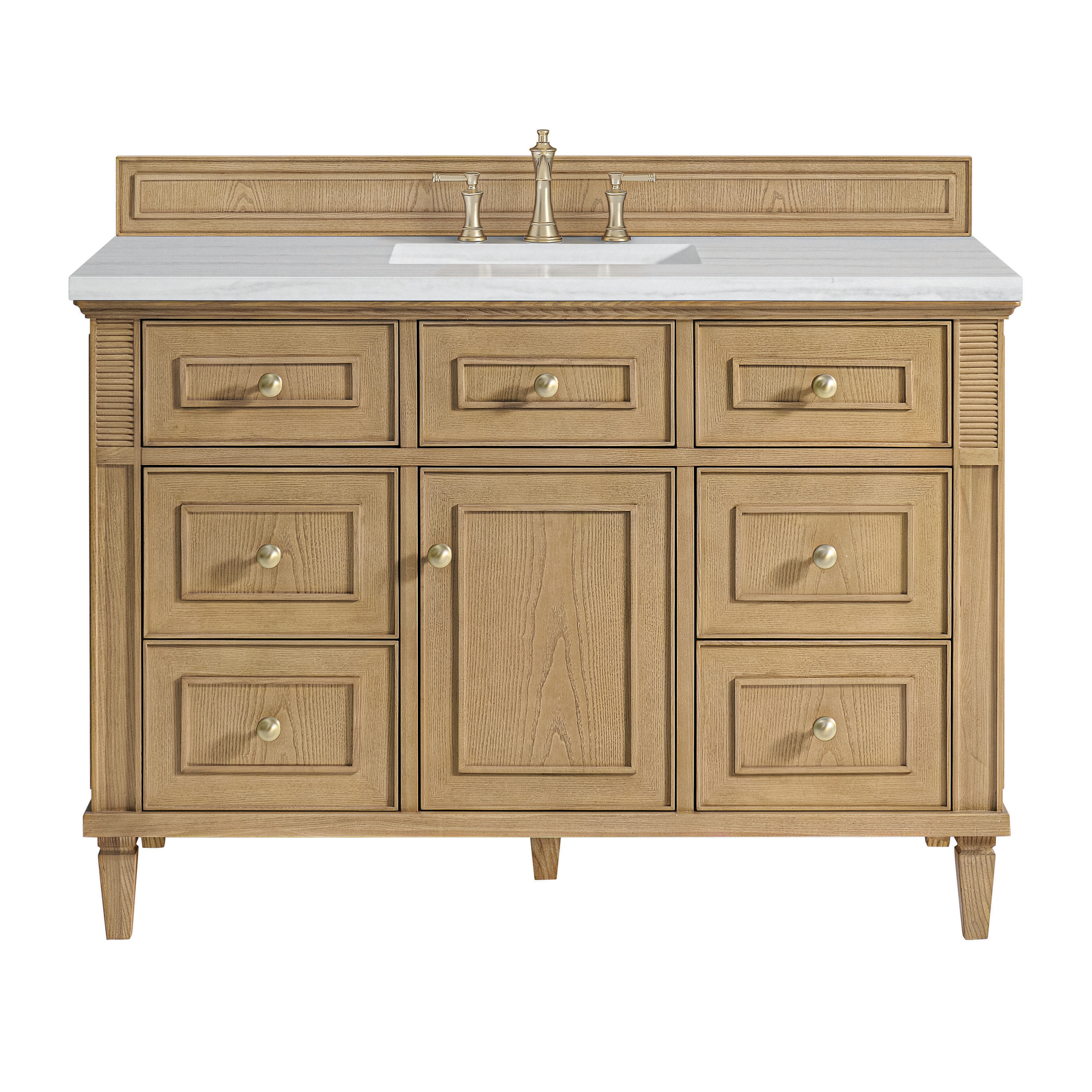 James Martin Vanities 424-V48-LNO-3AF Lorelai 48-in Light Natural Oak Undermount Single Sink Bathroom Vanity with Arctic Fall Solid Surface Top