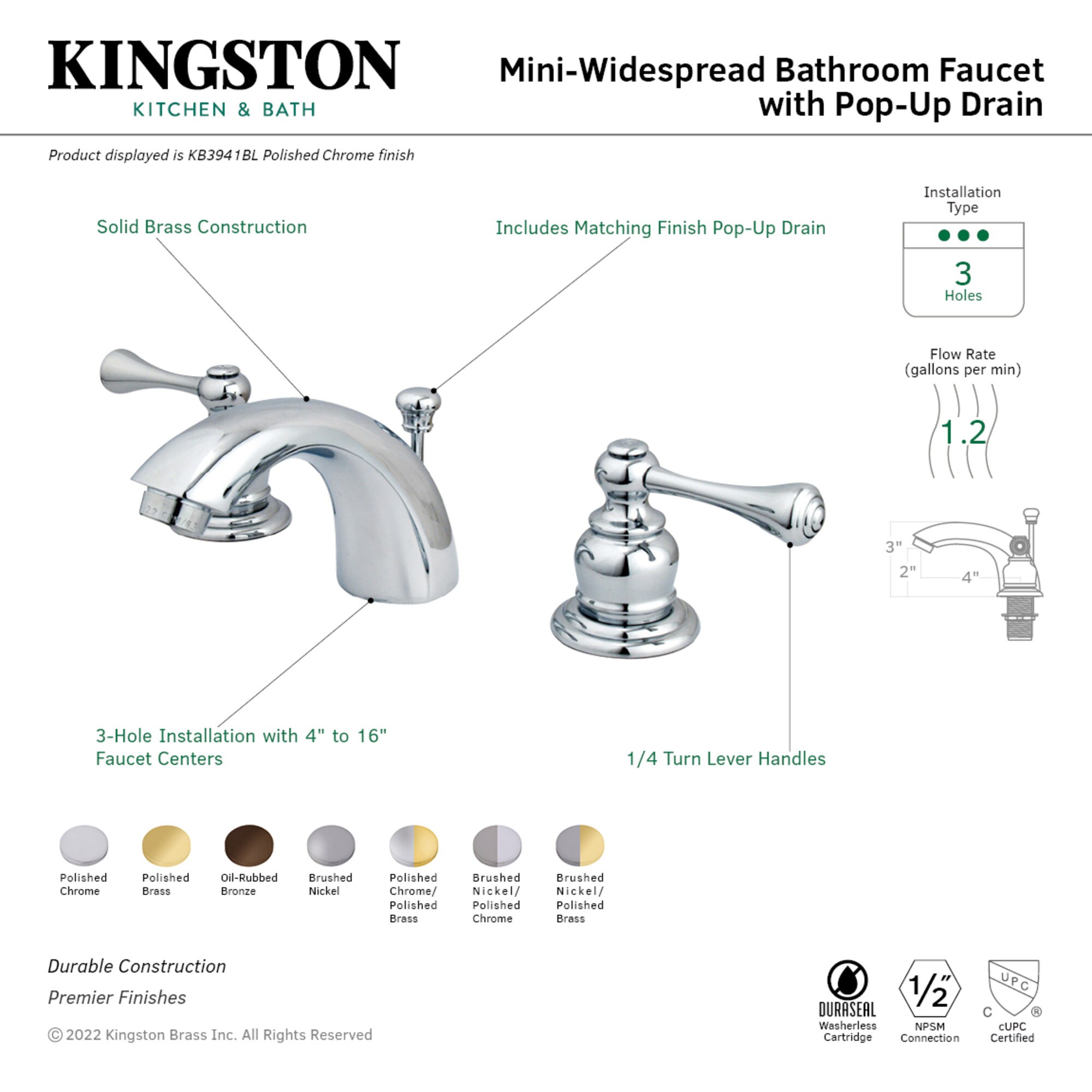 Elements of Design EB3945BL Lavatory-Faucets - View #2