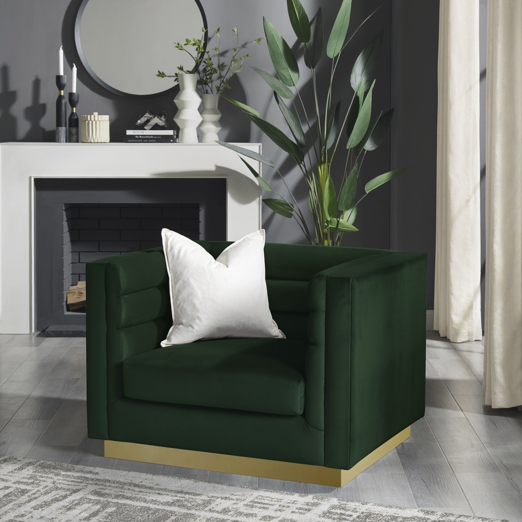 Inspired Home Annemarie Modern Hunter Green Velvet Club Chair CC459 ...