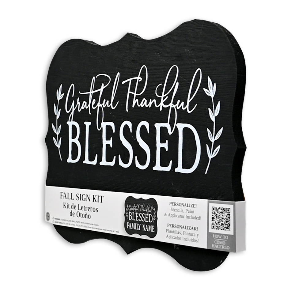 Surface Appeal Grateful, Thankful, Blessed Personalized Sign Kit