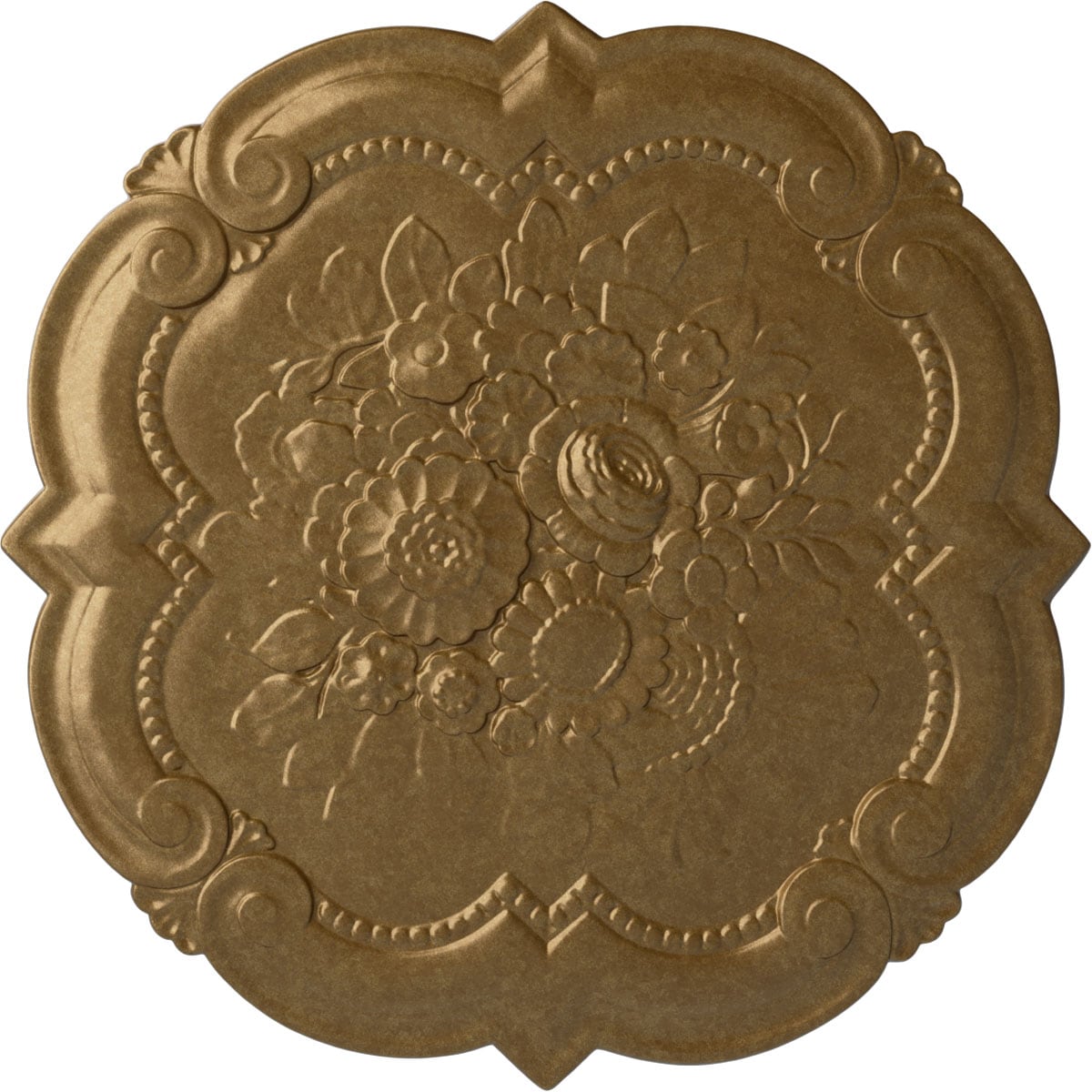 Ekena Millwork CM24VIPAS Victorian 24.38-in W x 24.38-in L Painted Pale Gold Polyurethane Whole Ceiling Medallion