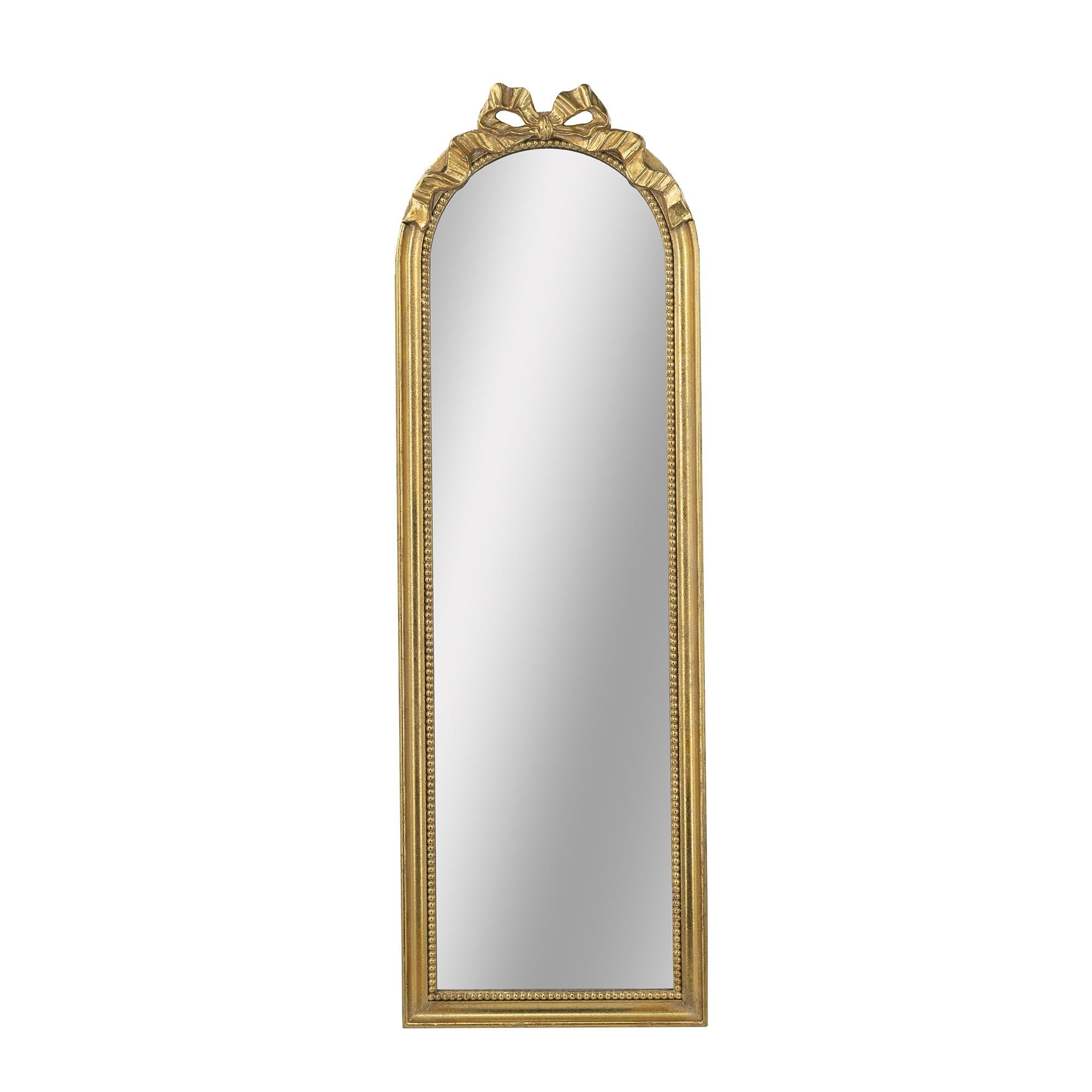 Bayfeve Baroque Style Gold Mirror 48.8-in x 15.8-in Framed Arch Bathroom Vanity Mirror ( Gold )