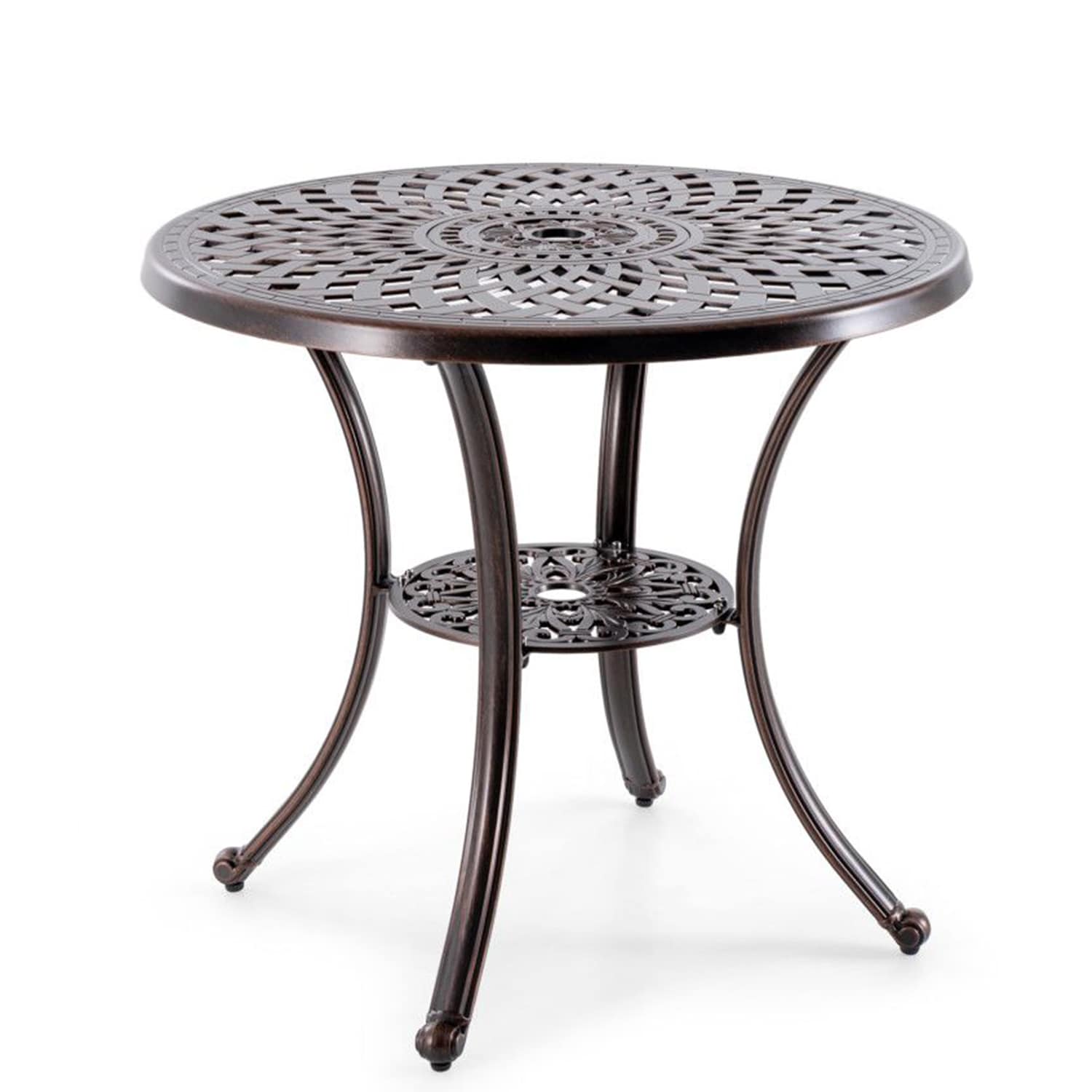 AHIOU HOME ZAAHD-HQ7CEYST Ventura Round Outdoor Dining Table 31-in W x 31-in L with Umbrella Hole