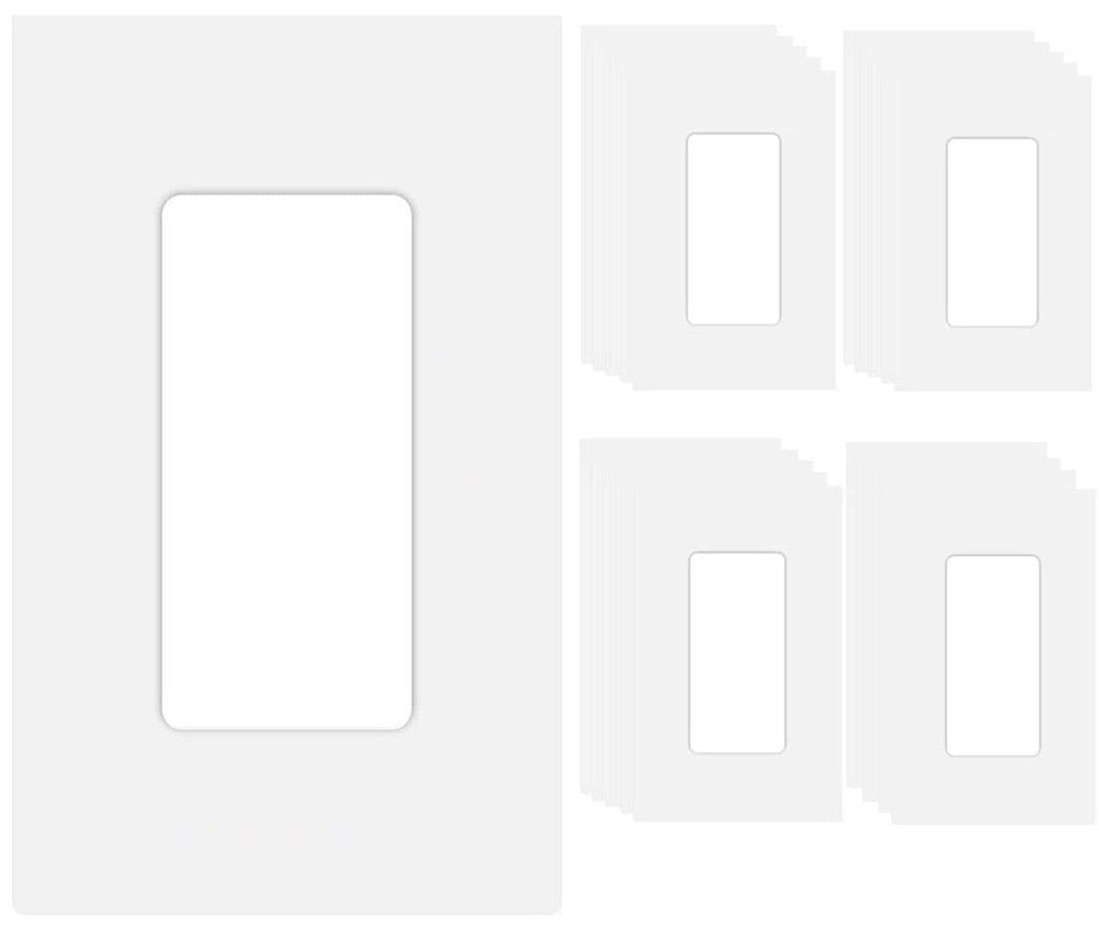 AOIZGMY 20 Pack 1 Gang Screwless Wall Plate Cover White 4.57 in H x 2.76 in L for Light Switch Smart Switch Receptacle GFCI and Dimmers #LAZ0430E10