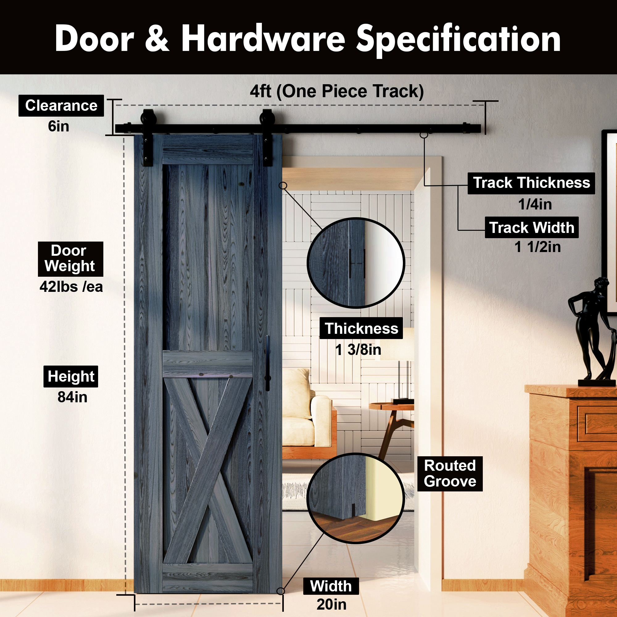 HOMACER YT1TGH048C-2084-X-NA Barn-Doors - View #7