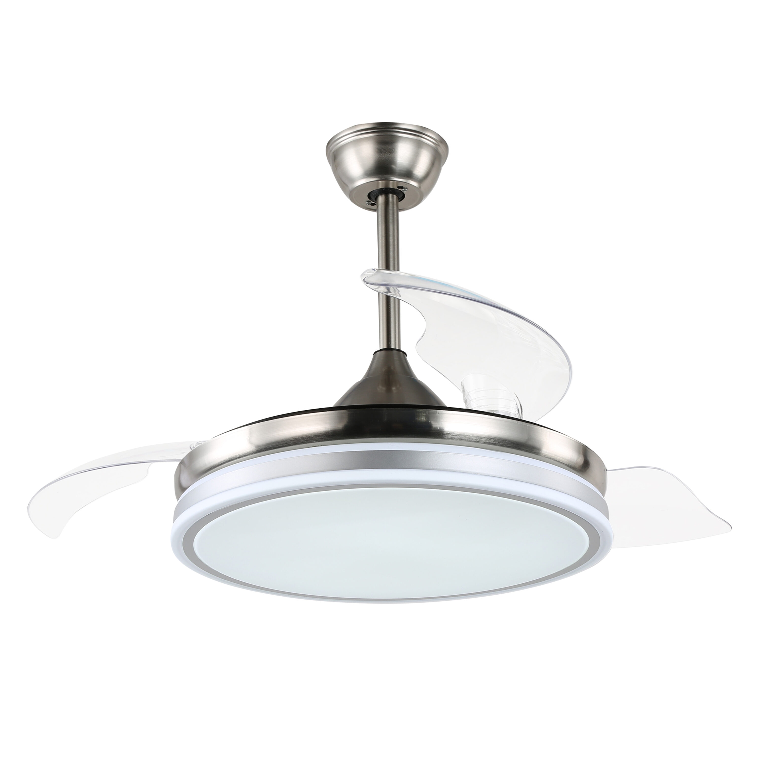 Oaks Decor BD4252-C Mogan 42-in Color-Changing Integrated LED Chrome with Clear Blades Fandelier Ceiling Fan With Light - Remote Included ( 3 -Blade )