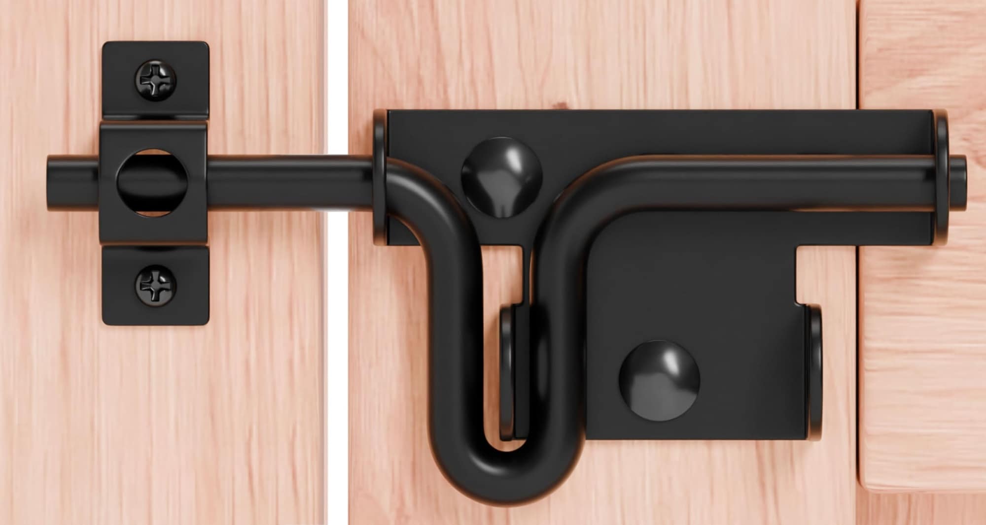 KHKFY  Heavy Duty Sliding Bolt Gate Latch with Padlock Hole and Carriage Bolt Slide Bolt Hardware for Wooden Fence Yard Shed Barn Door Black 1