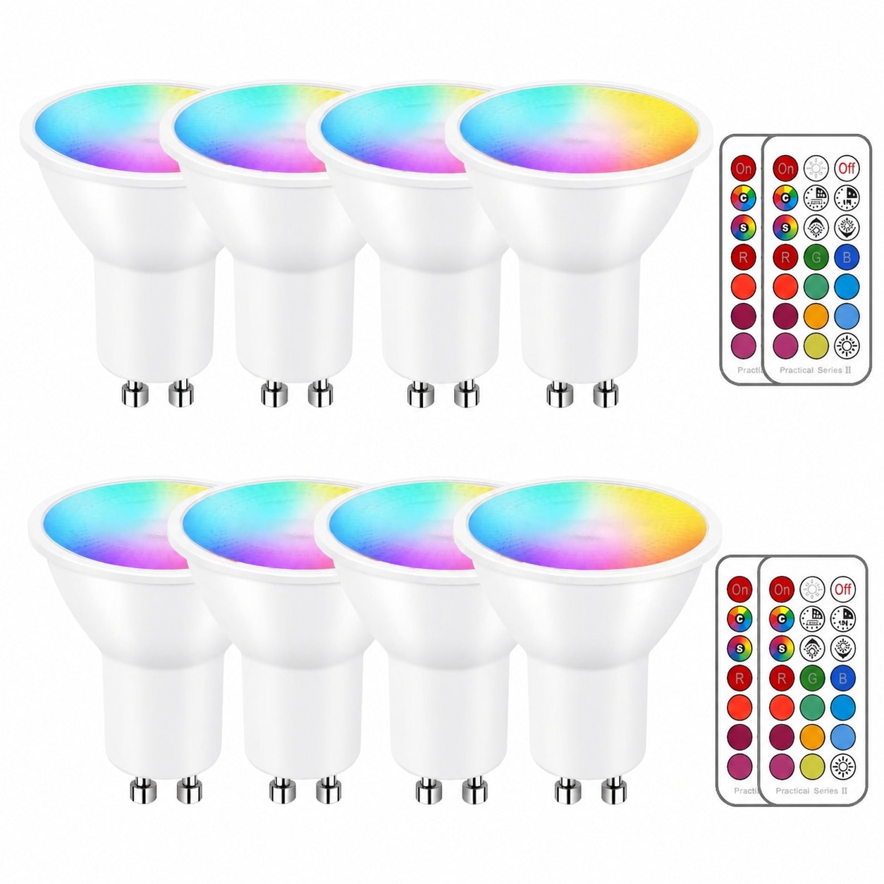 AOIZGMY  GU10 LED Light Bulb Color Changing 12 Colors RGB Dimmable Warm White 2700K Remote Control Timing Function 40 Watt Equivalent Pack of 8