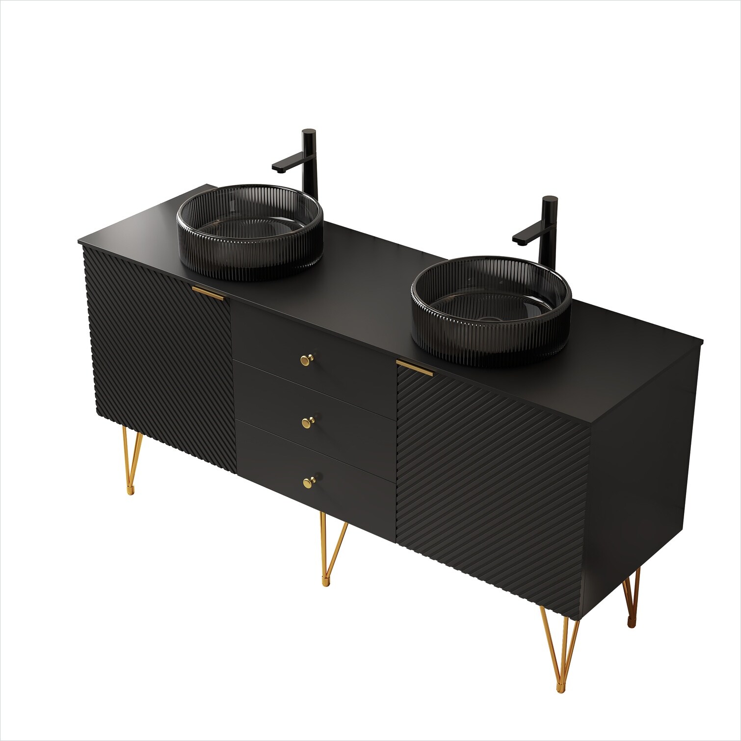 chillscreamni Storage Cabinet in Black 59.8 x 18.9 x 20.1 in with ...