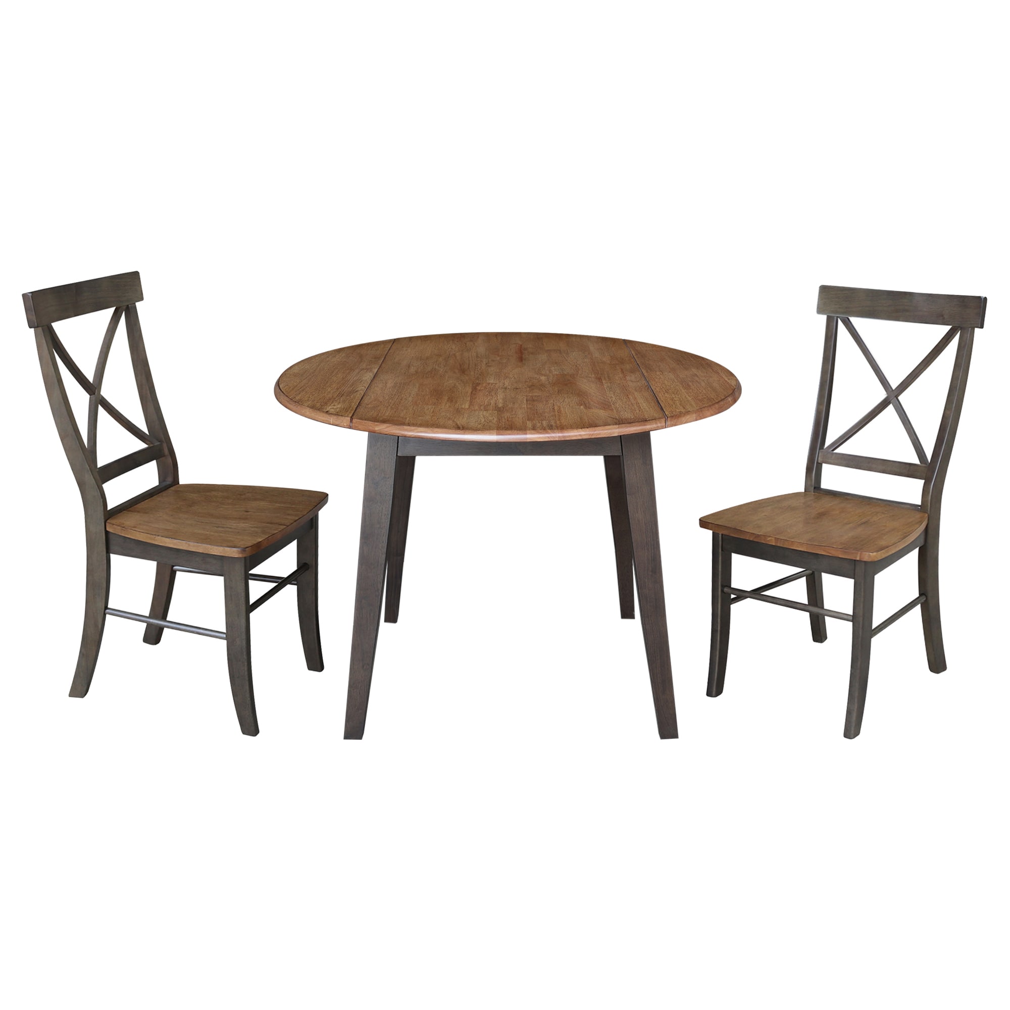 International Concepts K45-42DL-C613-2 Hickory/Washed Coal Traditional Dining Room Set with Round Table ( Seats 4 )
