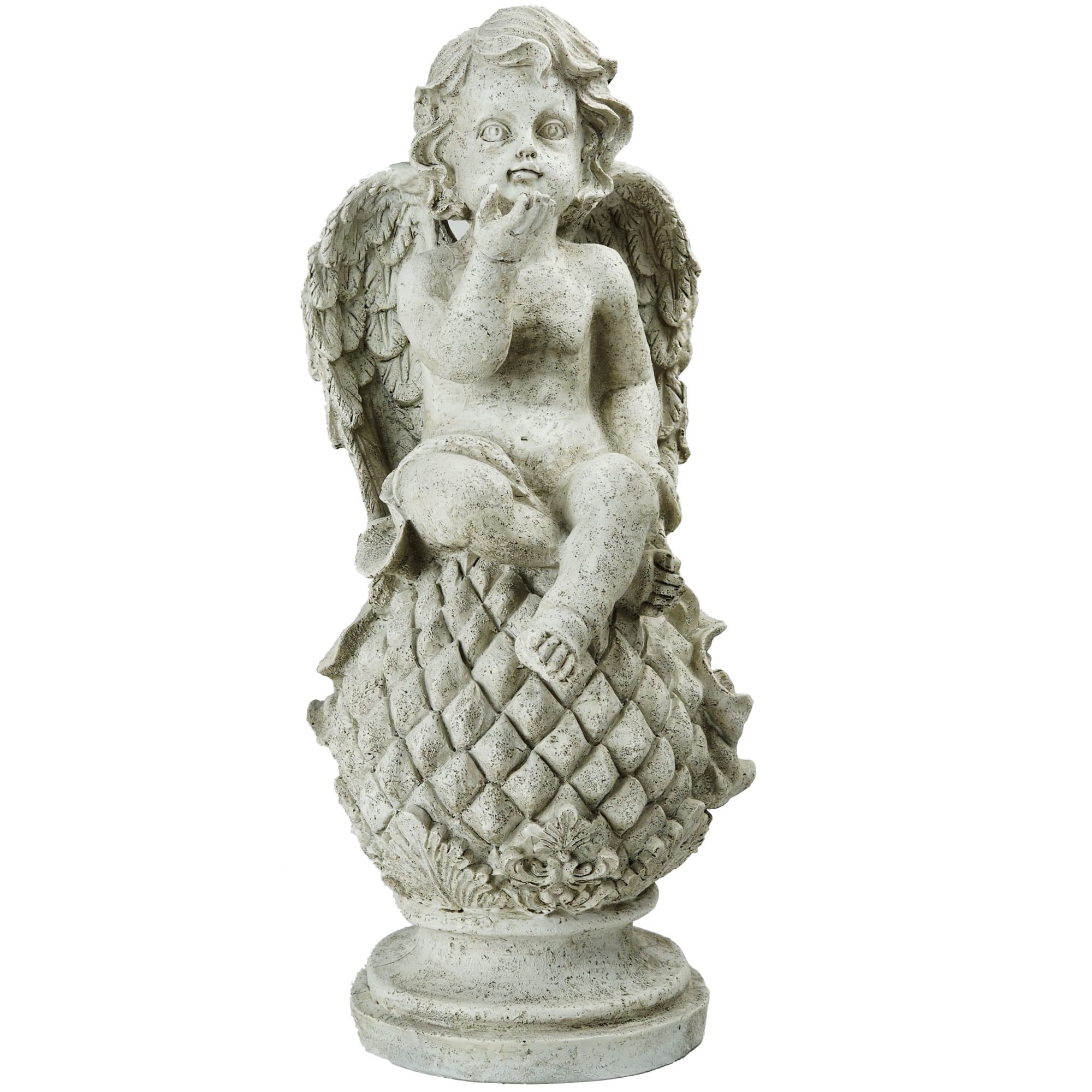 Northlight 18-in H x 8-in W Gray Angels and Cherubs Garden Statue in ...