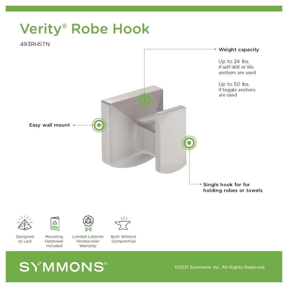 Symmons 493RHSTN Robe-Hooks - View #4